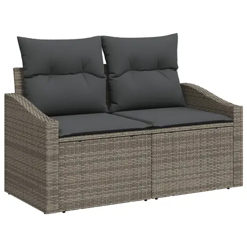 vidaXL 5-teiliges Garten Sofa Set mit Kissen Grau Poly Rattan vidaXL 5-teiliges Garten Sofa Set mit Kissen Grau Poly Rattan