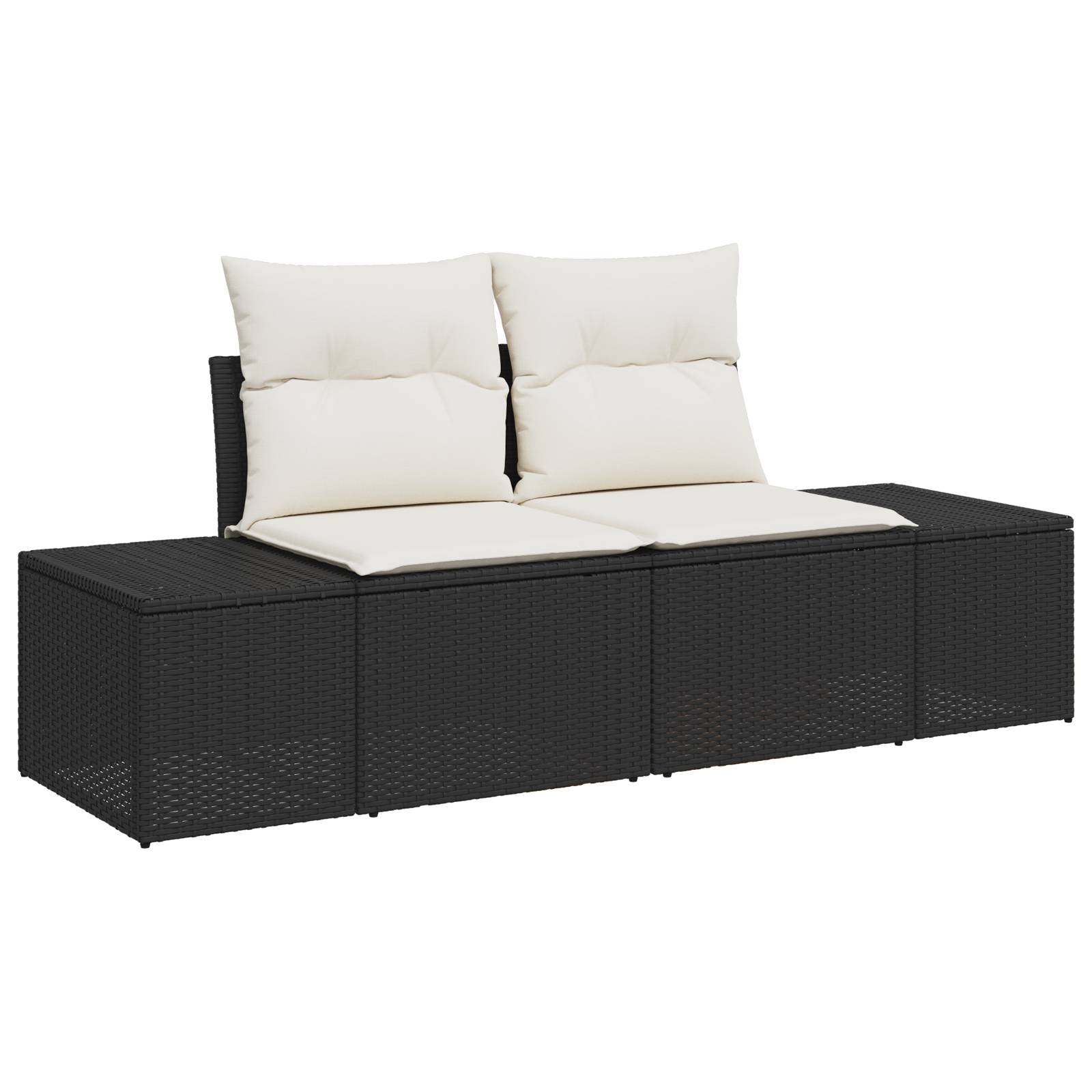 vidaXL 11-tlg. Garten-Sofagarnitur mit Kissen Schwarz Poly Rattan