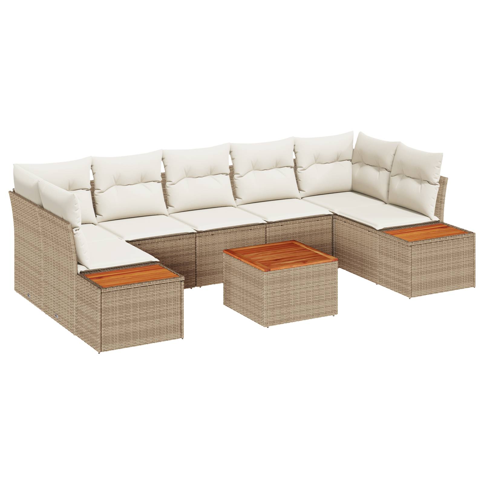 vidaXL 8-teiliges Garten-Sofa-Set mit Kissen Beige Poly-Rattan Akazie