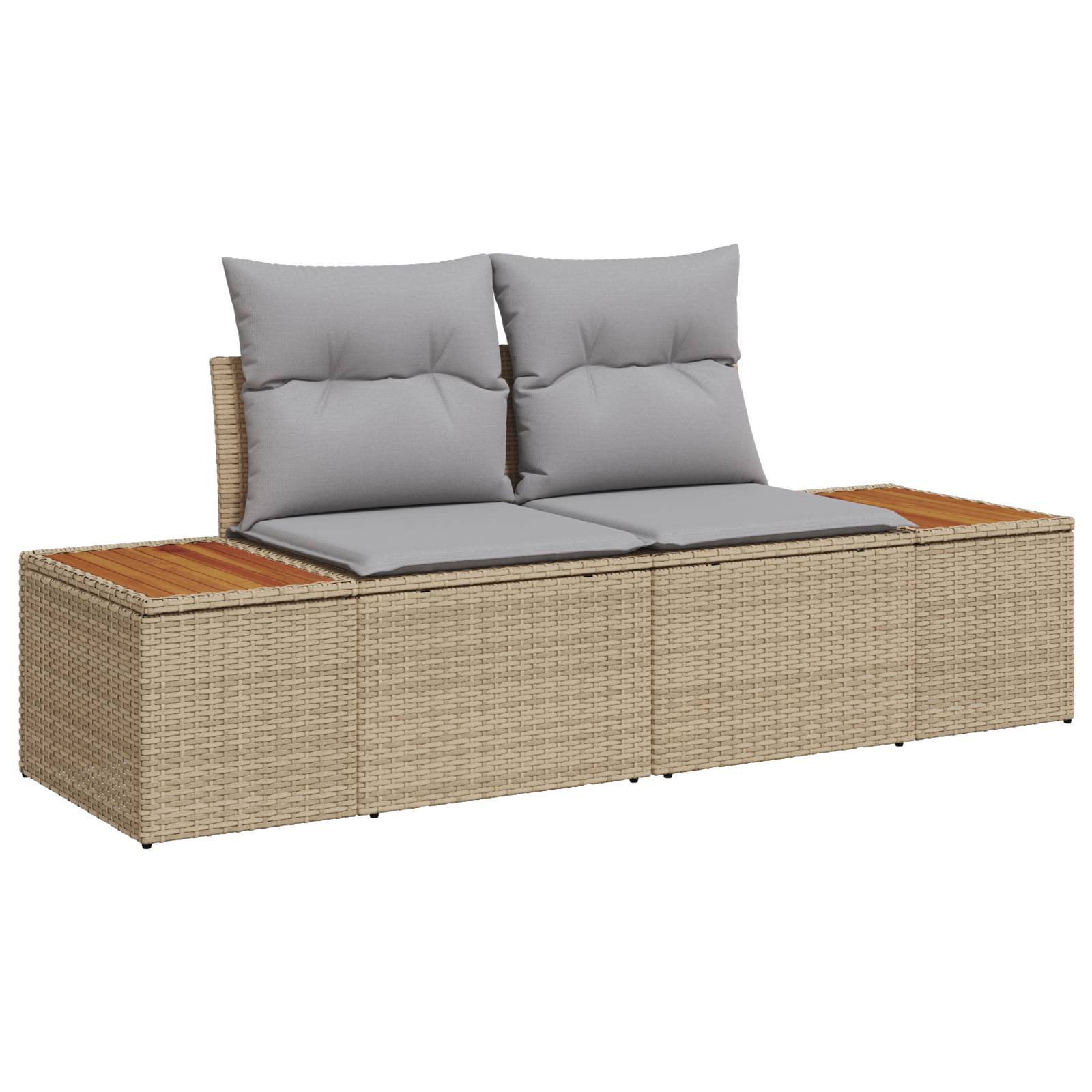 vidaXL 7-teiliges Garten-Sofa-Set mit Kissen Beige Poly-Rattan Akazie