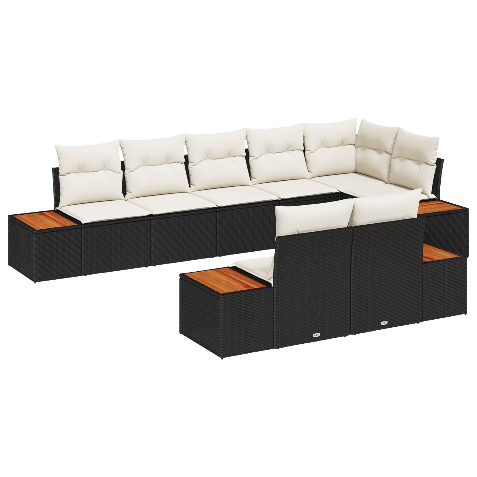 vidaXL 8-teiliges Garten-Sofa-Set mit Kissen - Schwarzes Polyrattan & Akazie
