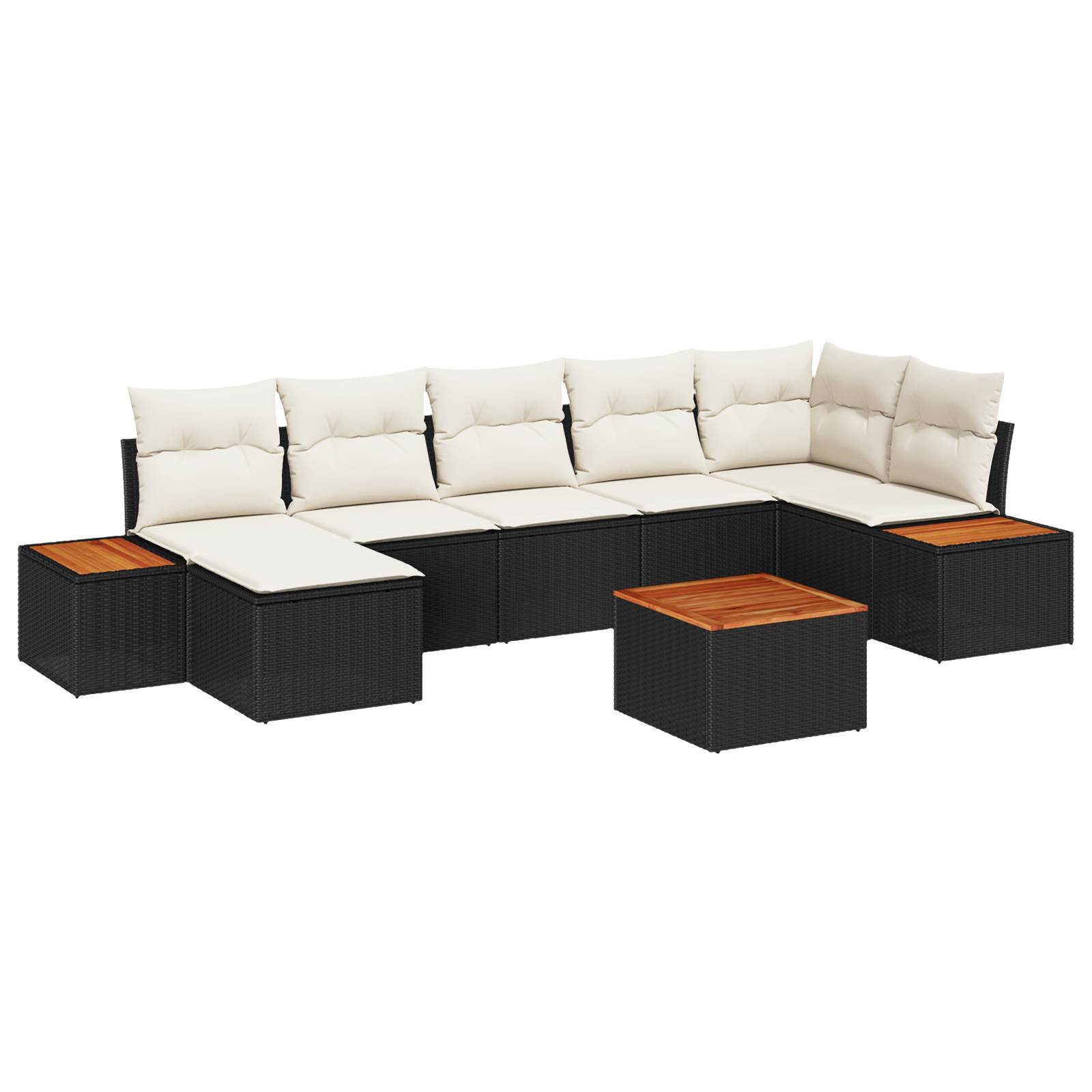 vidaXL 8-teiliges Garten Sofa Set mit Kissen Schwarz Poly Rattan Akazie