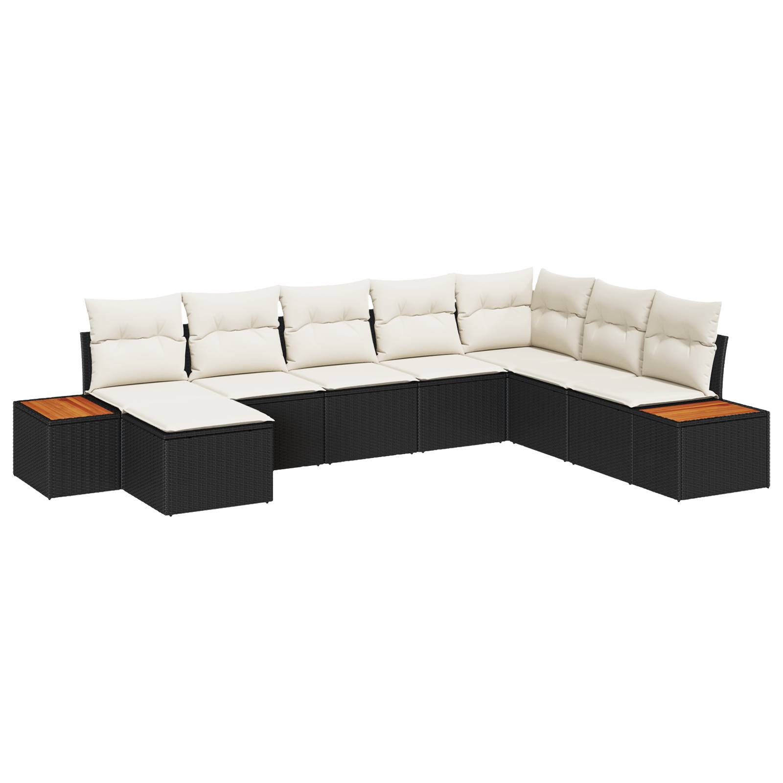 vidaXL 8-teiliges Garten Sofa Set mit Kissen Schwarz Poly Rattan Akazie