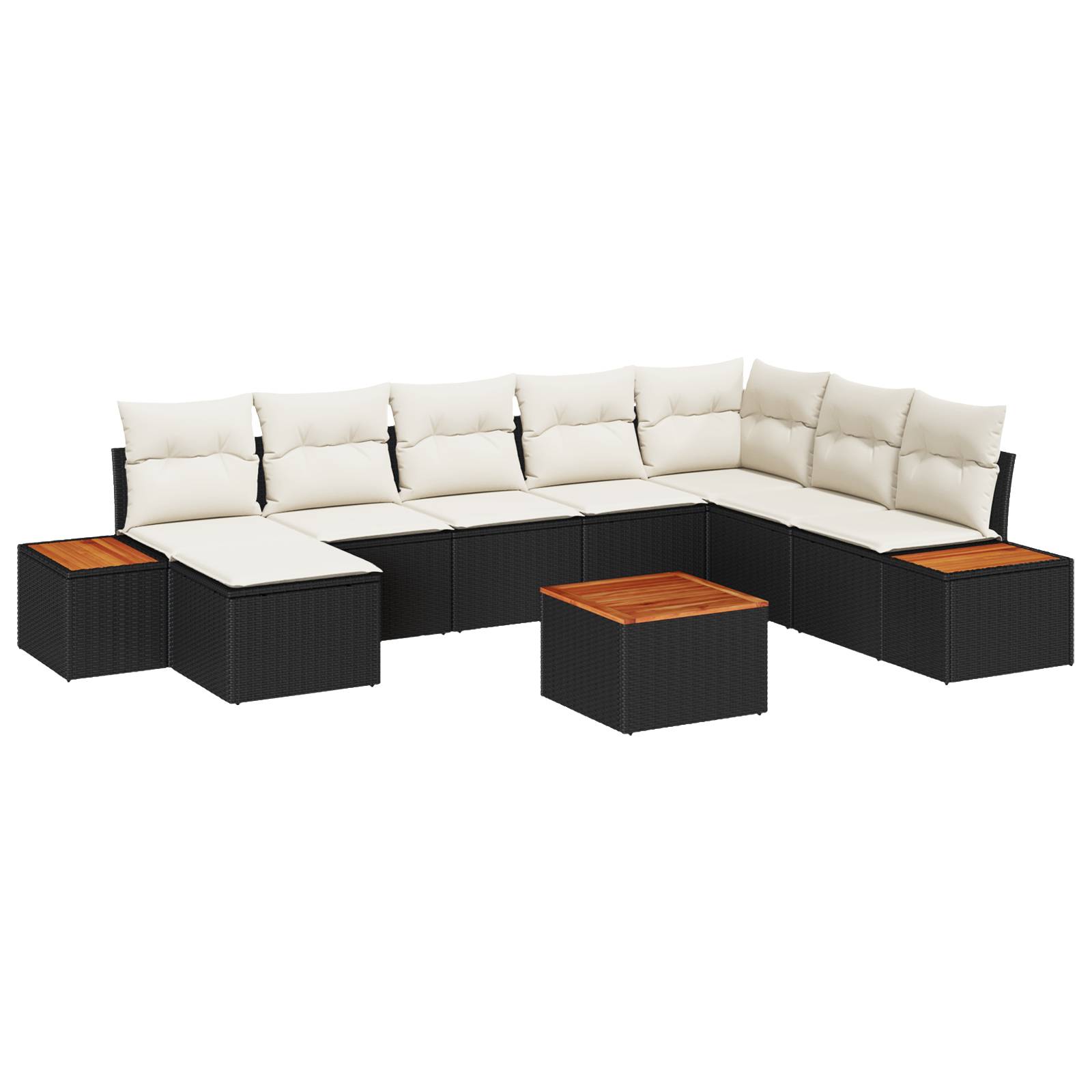 vidaXL 9-teiliges Garten Sofa Set mit Kissen Schwarz Poly Rattan Akazie
