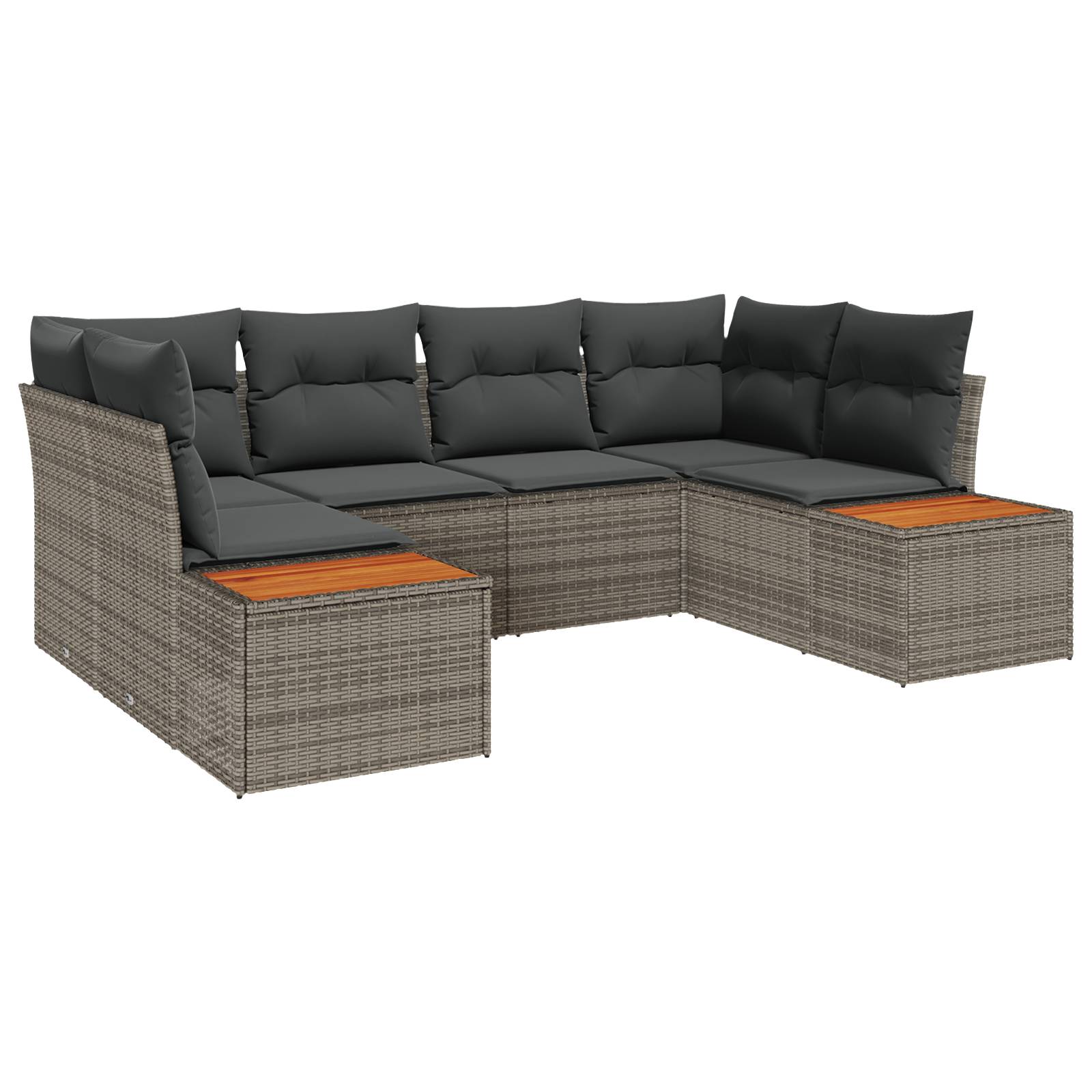 vidaXL 6-teiliges Garten-Sofa-Set mit Kissen Grau Poly-Rattan Akazie