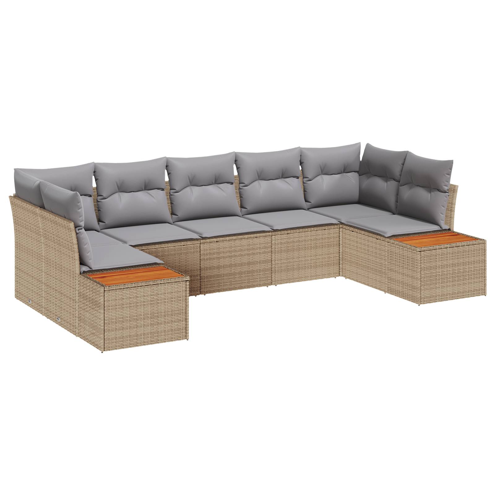 vidaXL 7-teiliges Garten-Sofaset mit Kissen Beige Poly-Rattan Akazie