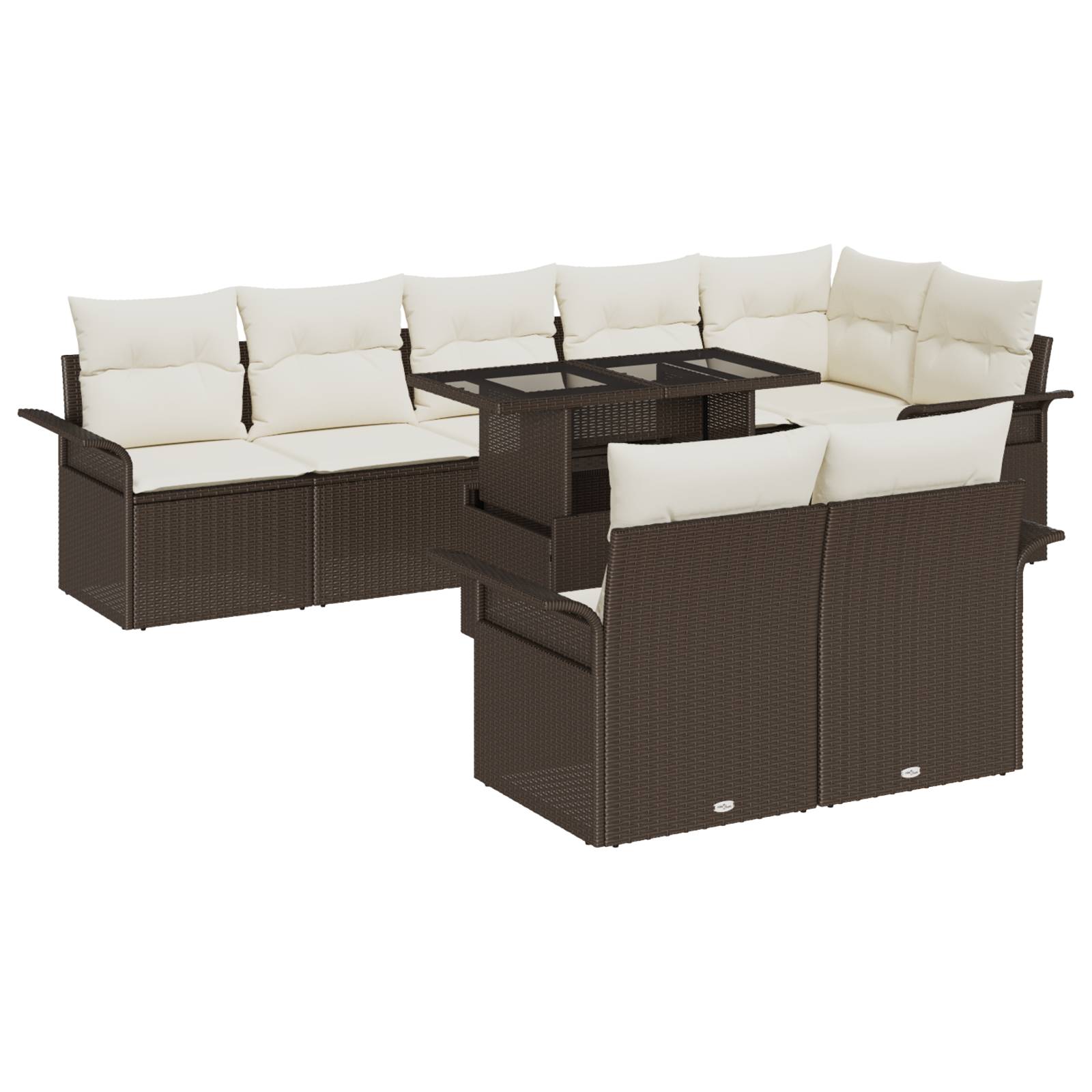 vidaXL 9-teiliges Garten-Sofa-Set mit Kissen Braun Poly Rattan