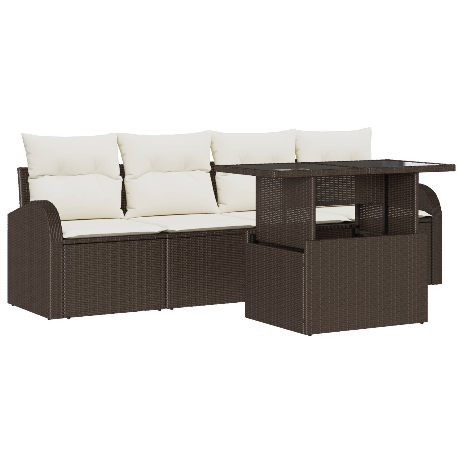 vidaXL 5-teiliges Garten-Sofa Set mit Kissen Braun Poly-Rattan