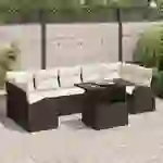vidaXL 8-teiliges Garten Sofa Set mit Kissen Braun Poly Rattan vidaXL 8-teiliges Garten Sofa Set mit Kissen Braun Poly Rattan