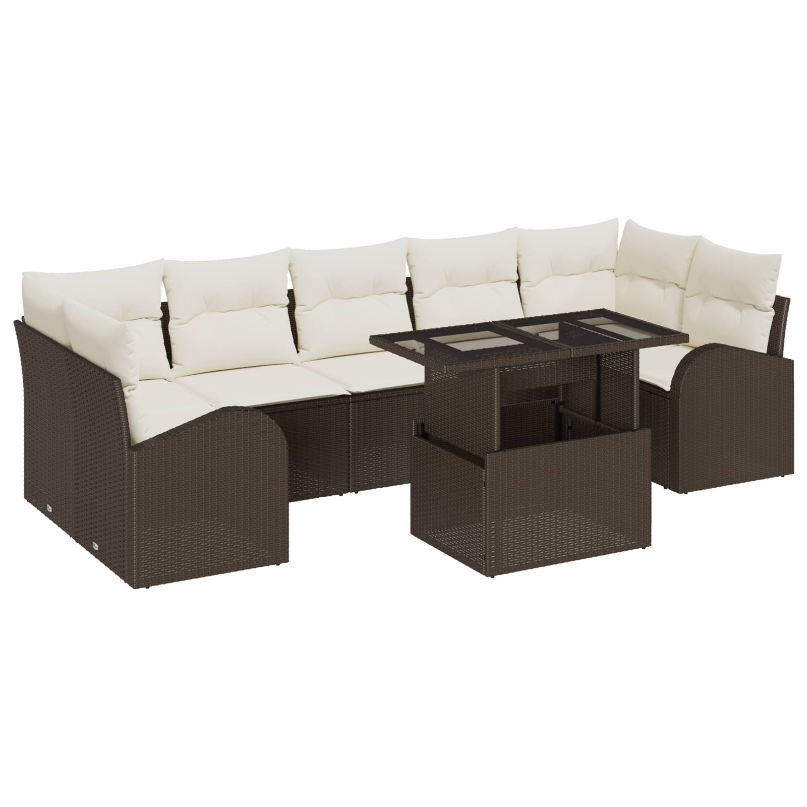 vidaXL 8-teiliges Garten Sofa Set mit Kissen Braun Poly Rattan
