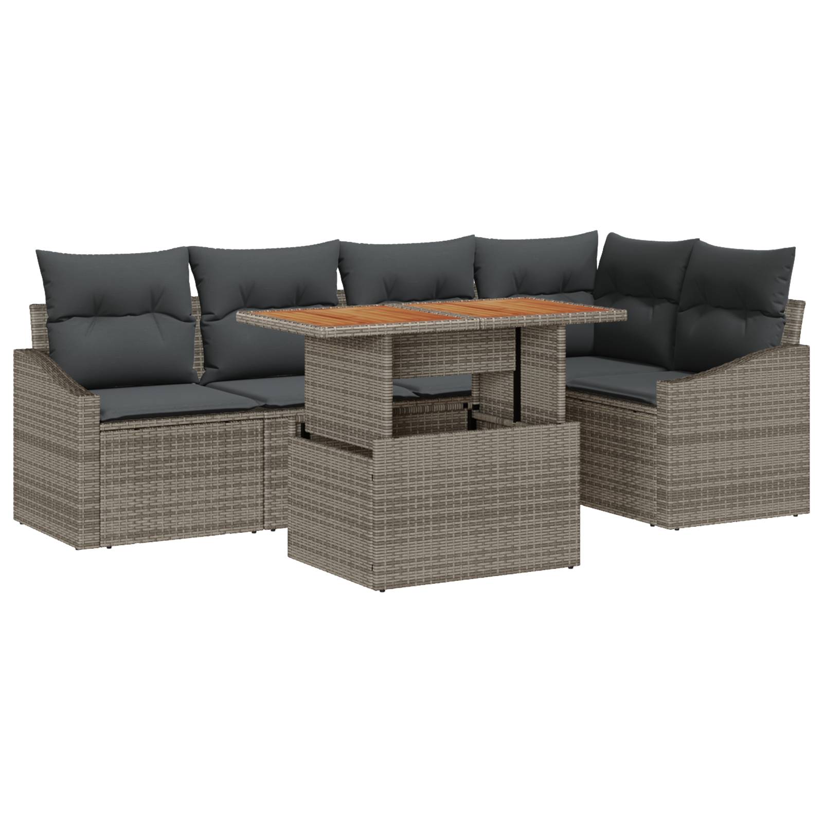 vidaXL 6-teiliges Garten Sofa Set mit Kissen Grau Poly Rattan