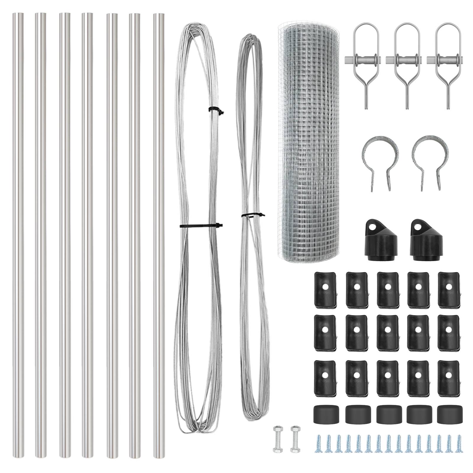 vidaXL Schweißzaun mit 7 Pfosten 0.6x10 m verzinkter Stahl