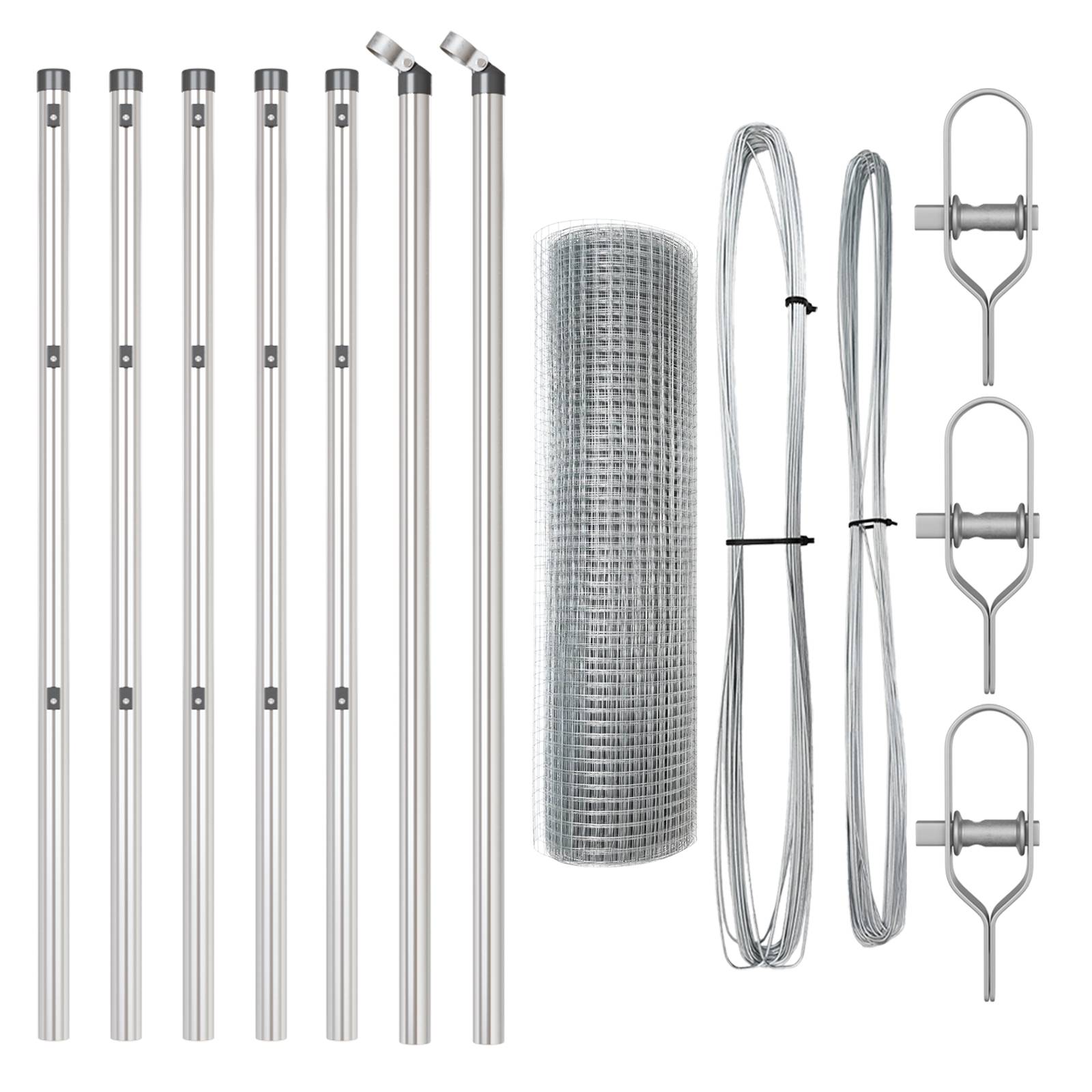 vidaXL Schweißzaun mit 7 Pfosten 0.6x10 m verzinkter Stahl