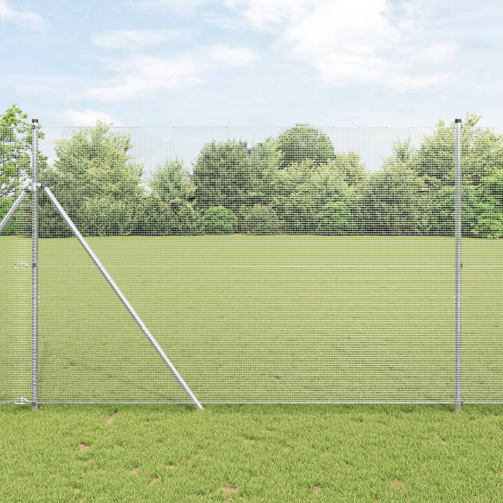 vidaXL Schweißdrahtzaun mit 7 Pfosten 1,5 x 10 m Verzinkter Stahl