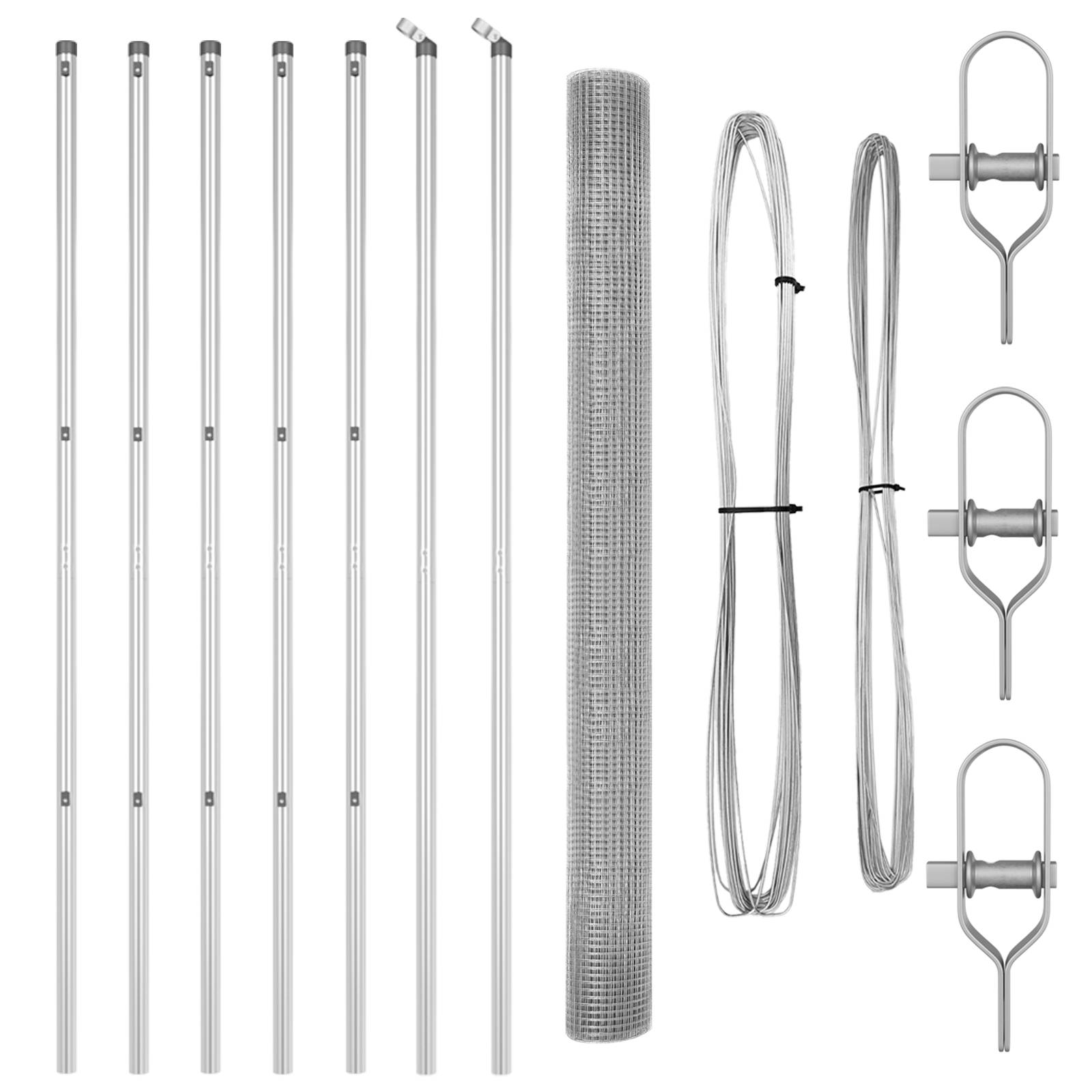 vidaXL Geschweißter Drahtzaun mit 7 Pfosten 1,5 x 10 m Verzinkter Stahl