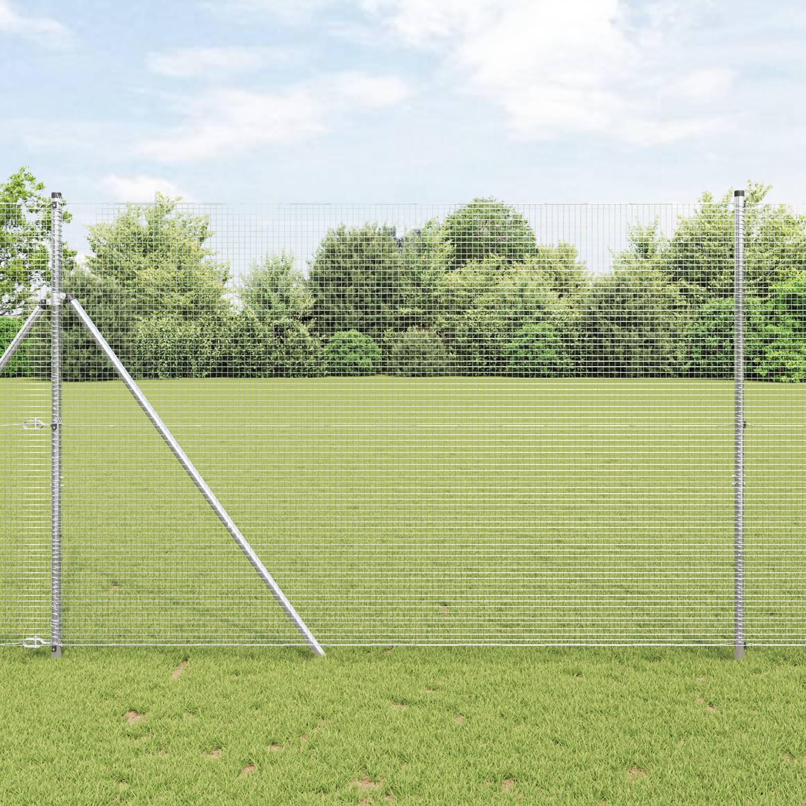 vidaXL Geschweißter Drahtzaun mit 13 Pfosten 1,5x25 m aus verzinktem Stahl