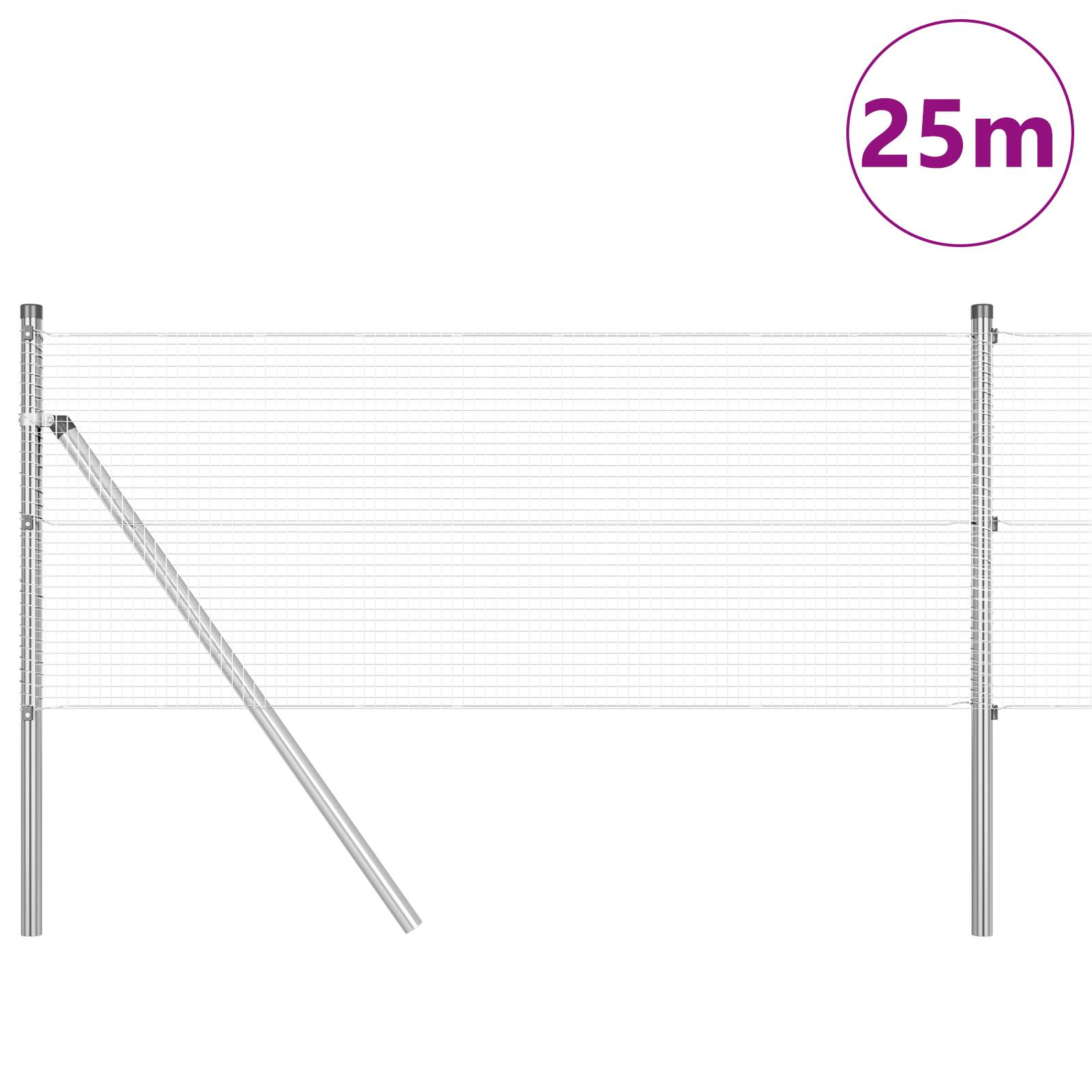 vidaXL Zaunpfosten Set 2 Stück Verzinkter Stahl 25 x 0,5 m Langlebig