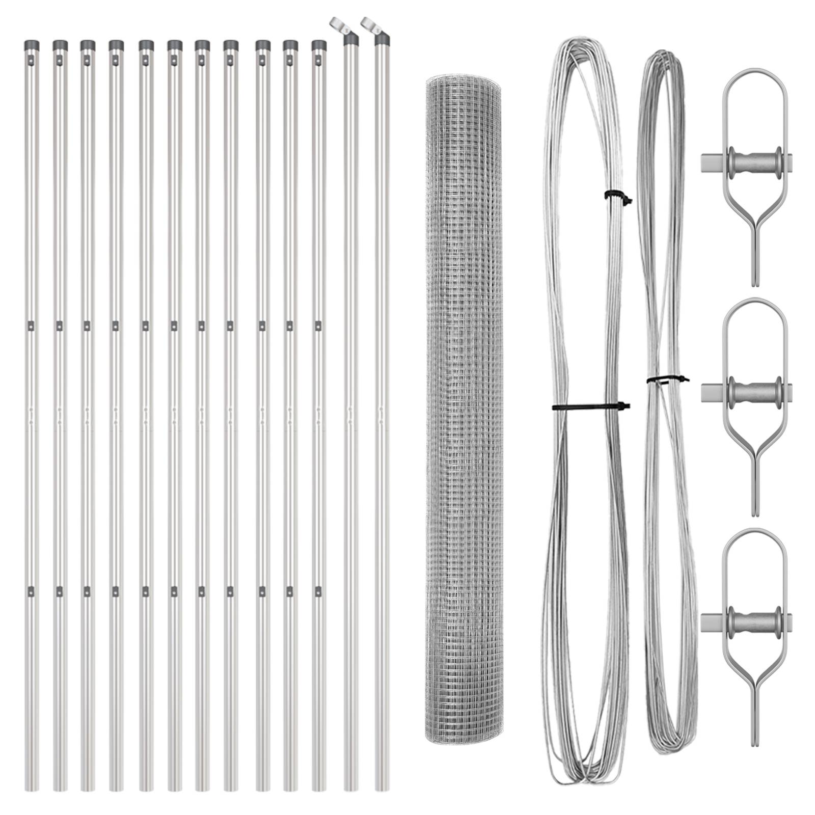 vidaXL 25 m Zaunpfosten Set Set mit 2 Feuerverzinkter Stahl