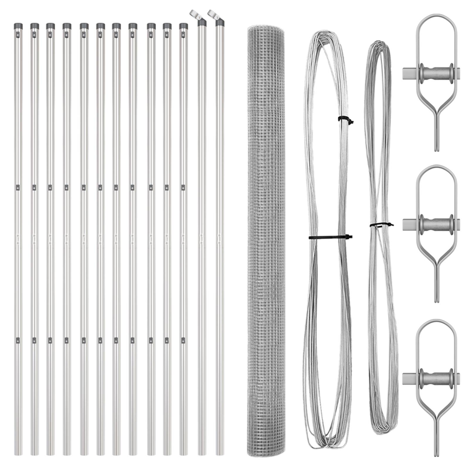 vidaXL Geschweißter Drahtzaun mit 13 Pfosten 1,6x25 m Verzinkter Stahl