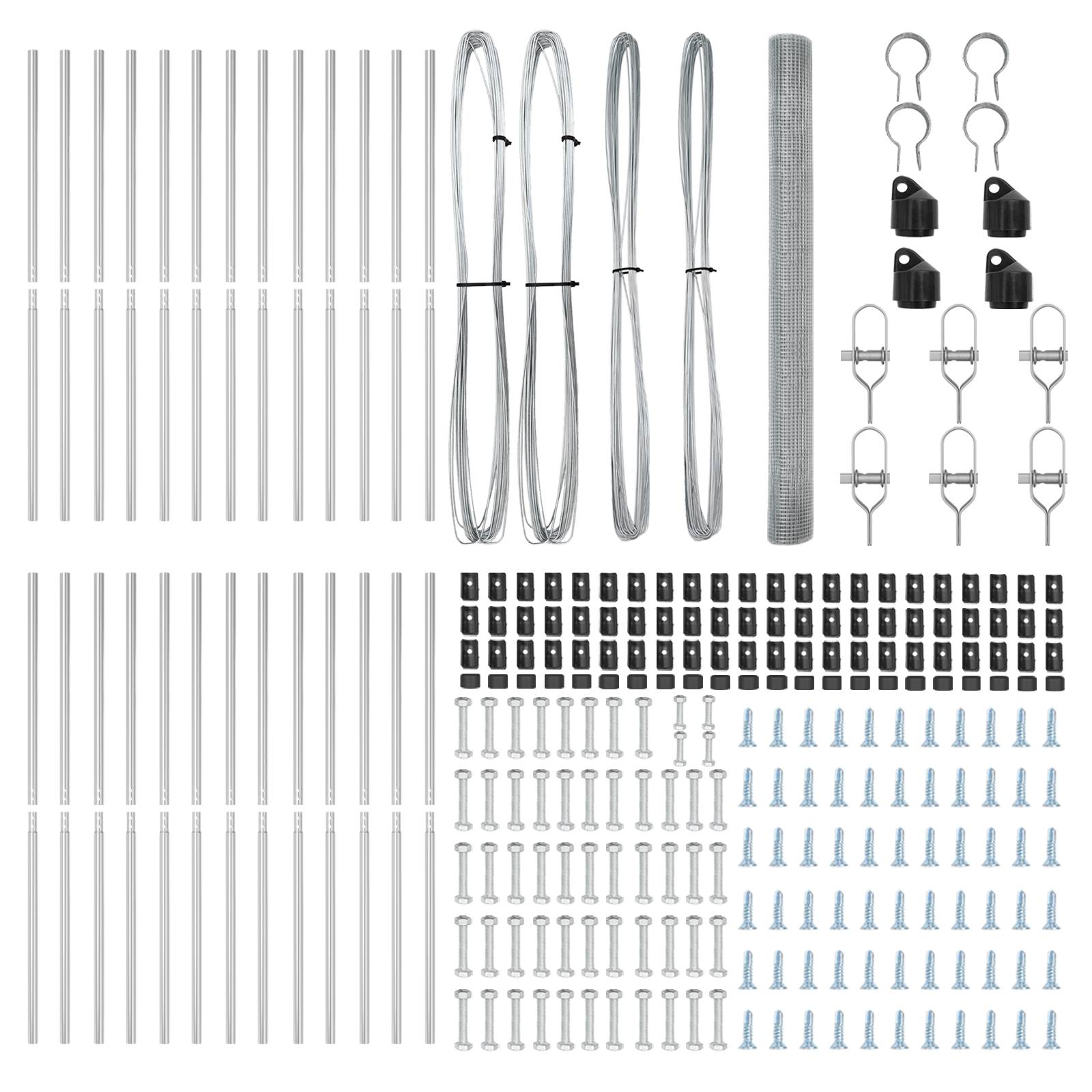 vidaXL Schweißdrahtzaun mit 13 Pfosten 1,5x50 m Feuerverzinkter Stahl