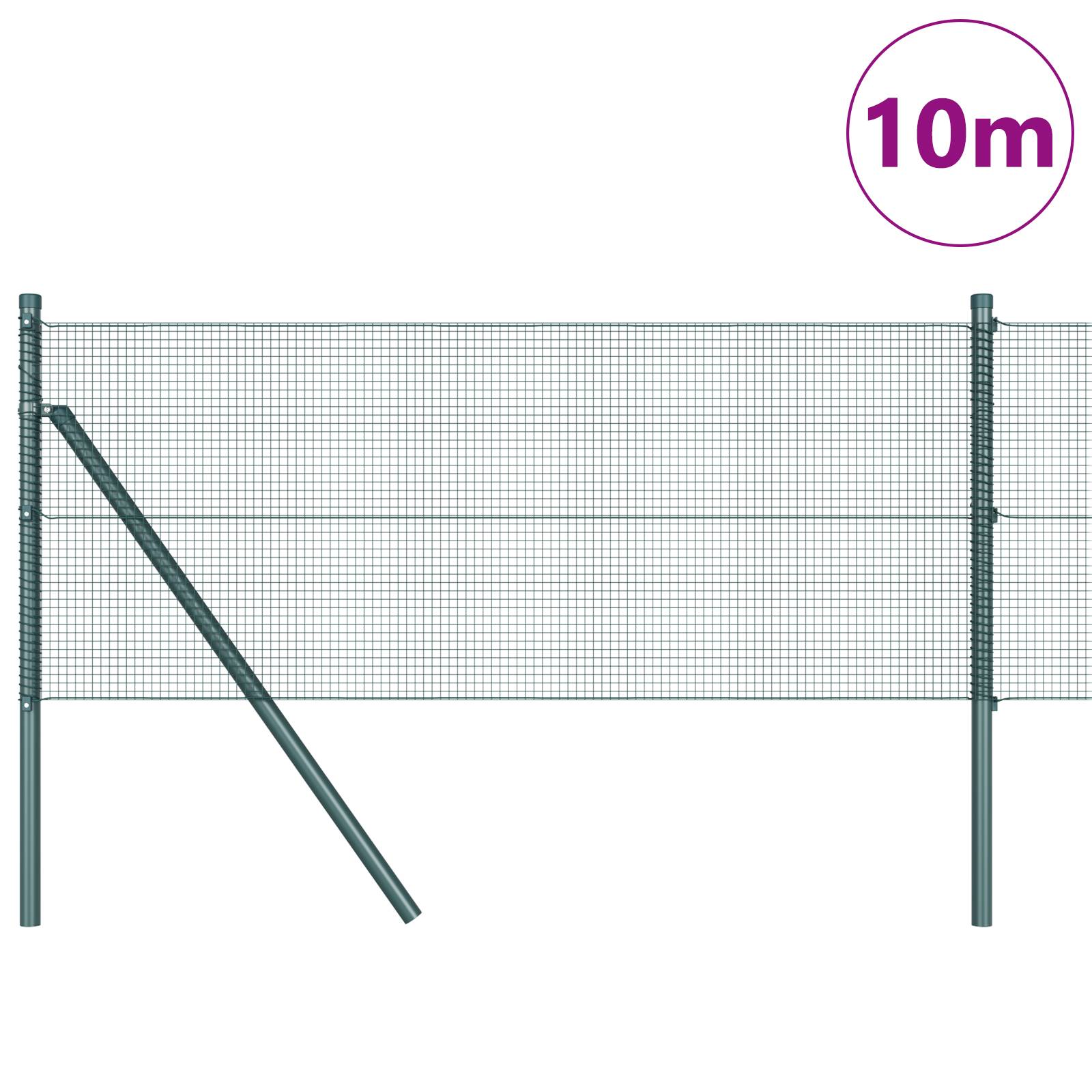 vidaXL Geschweißter Drahtzaun mit 7 Pfosten grün 0.4x10 m Stahl