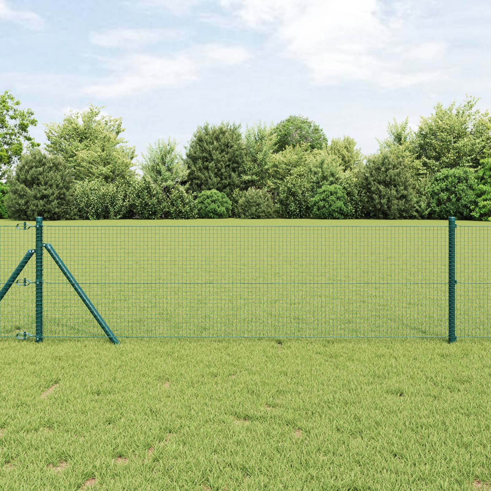 vidaXL Zaunpfosten Set Set von 2 Grün Polyethylen-beschichteter Stahl