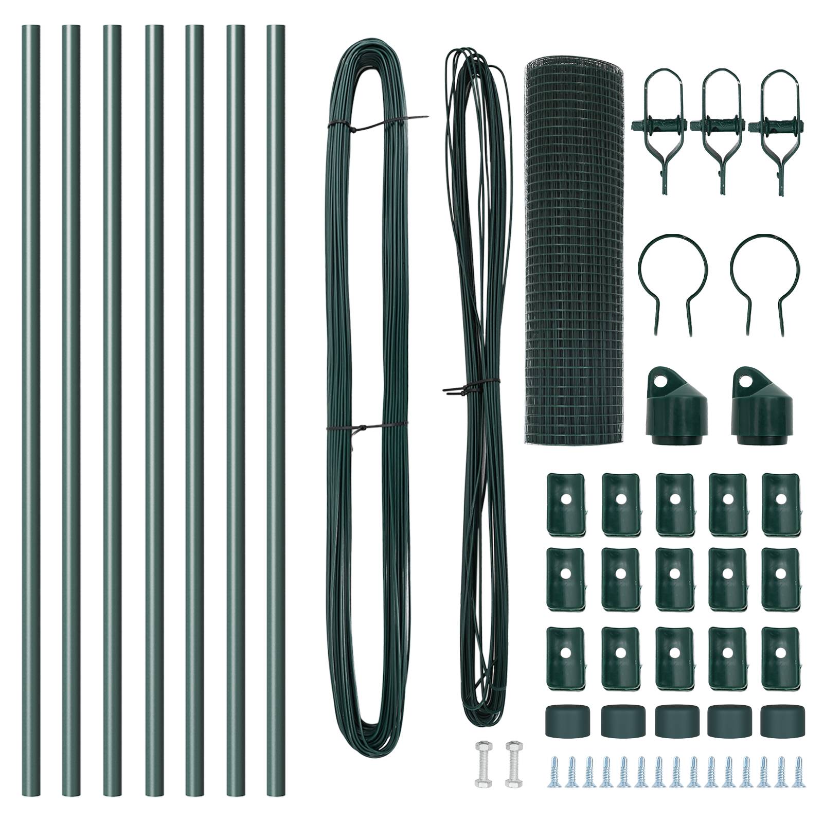 vidaXL Geschweißter Drahtzaun mit 7 Pfosten Grün 0,8x10 m Stahl