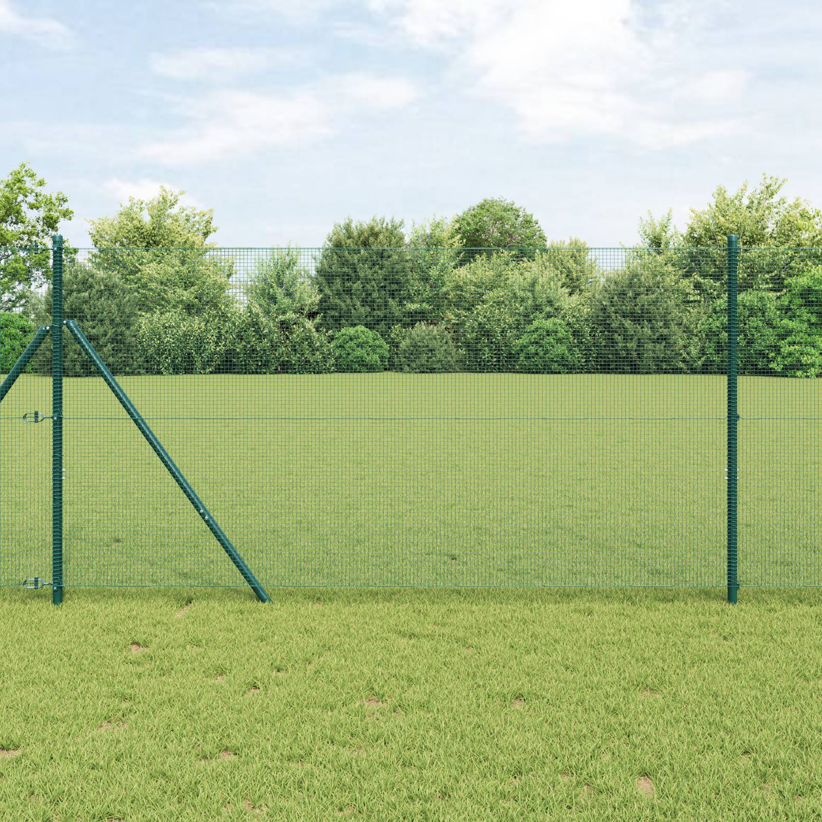 vidaXL Geschweißter Drahtzaun mit 7 Pfosten Grün 1,4x10 m Stahl