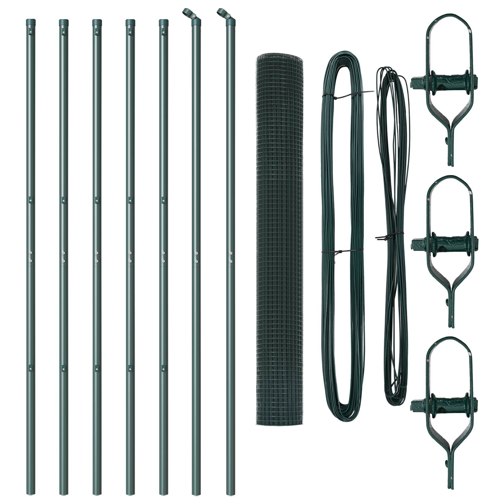 vidaXL Schweißdrahtzaun mit 7 Pfosten Grün 1,2x10 m Stahl