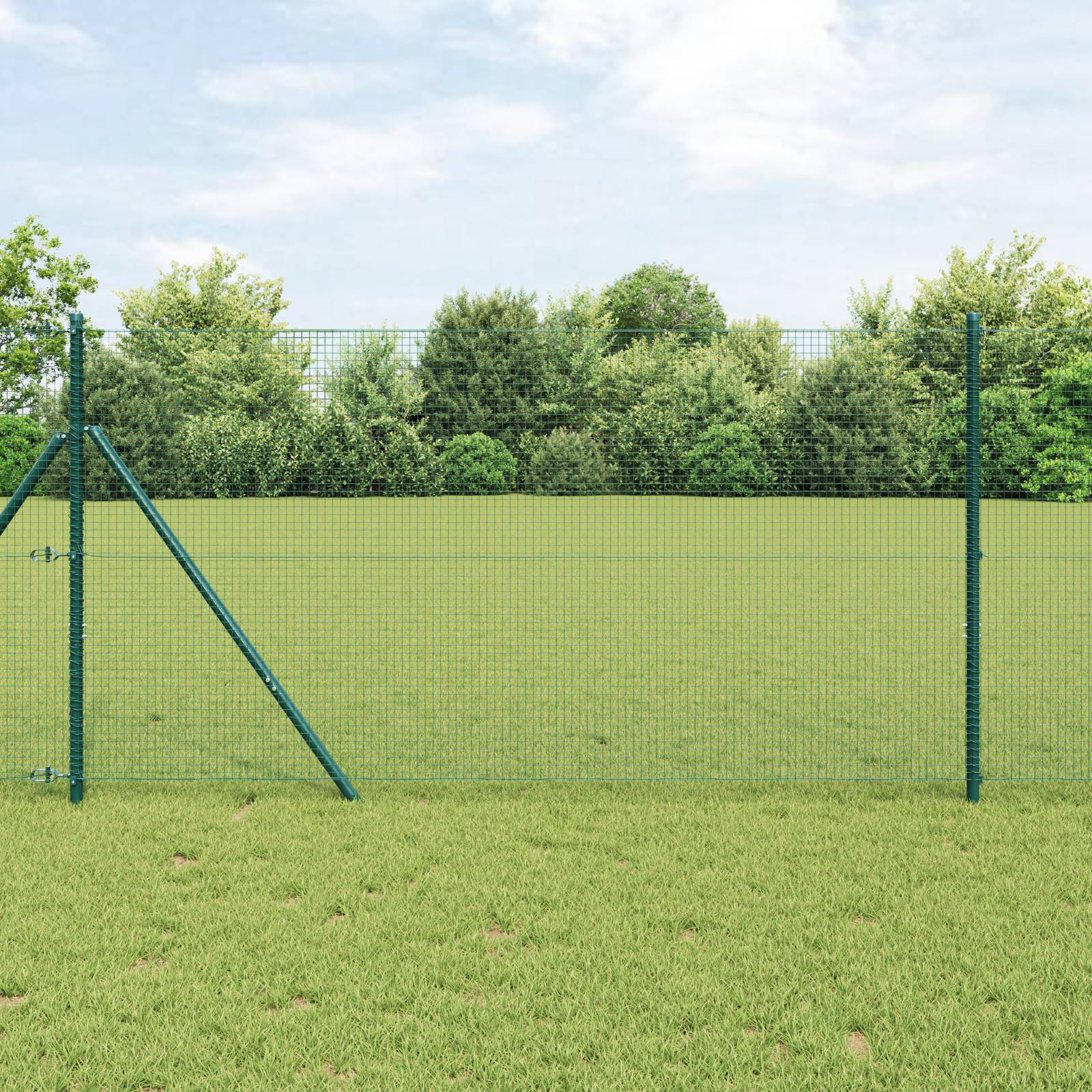vidaXL Schweißdrahtzaun mit 7 Pfosten Grün 1.4x10 m Stahl