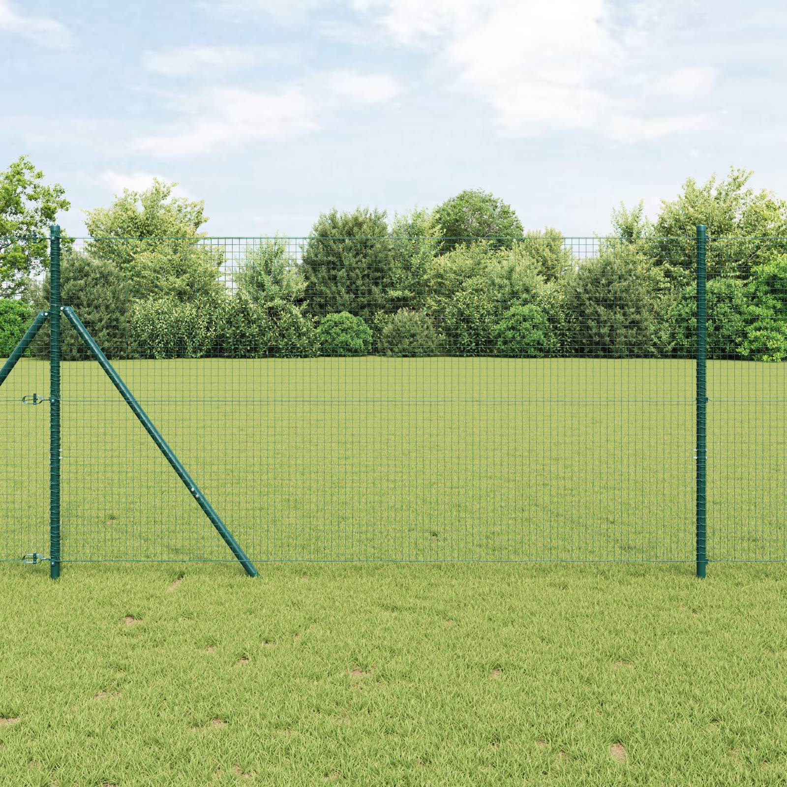 vidaXL Schweißdrahtzaun mit 13 Pfosten Grün 1.4x25 m Stahl