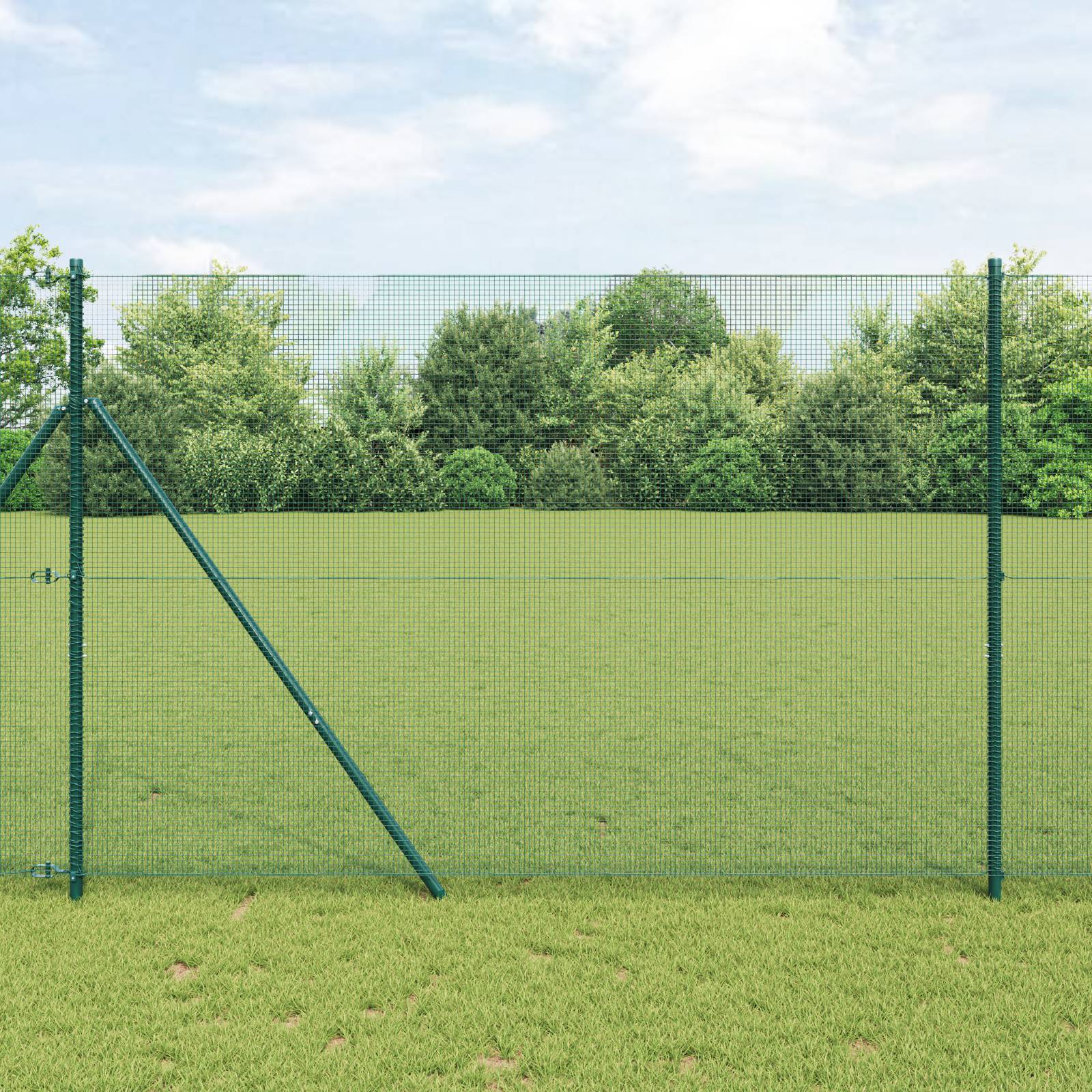 vidaXL Geschweißter Drahtzaun mit 13 Pfosten Grün 1,6x25 m Stahl