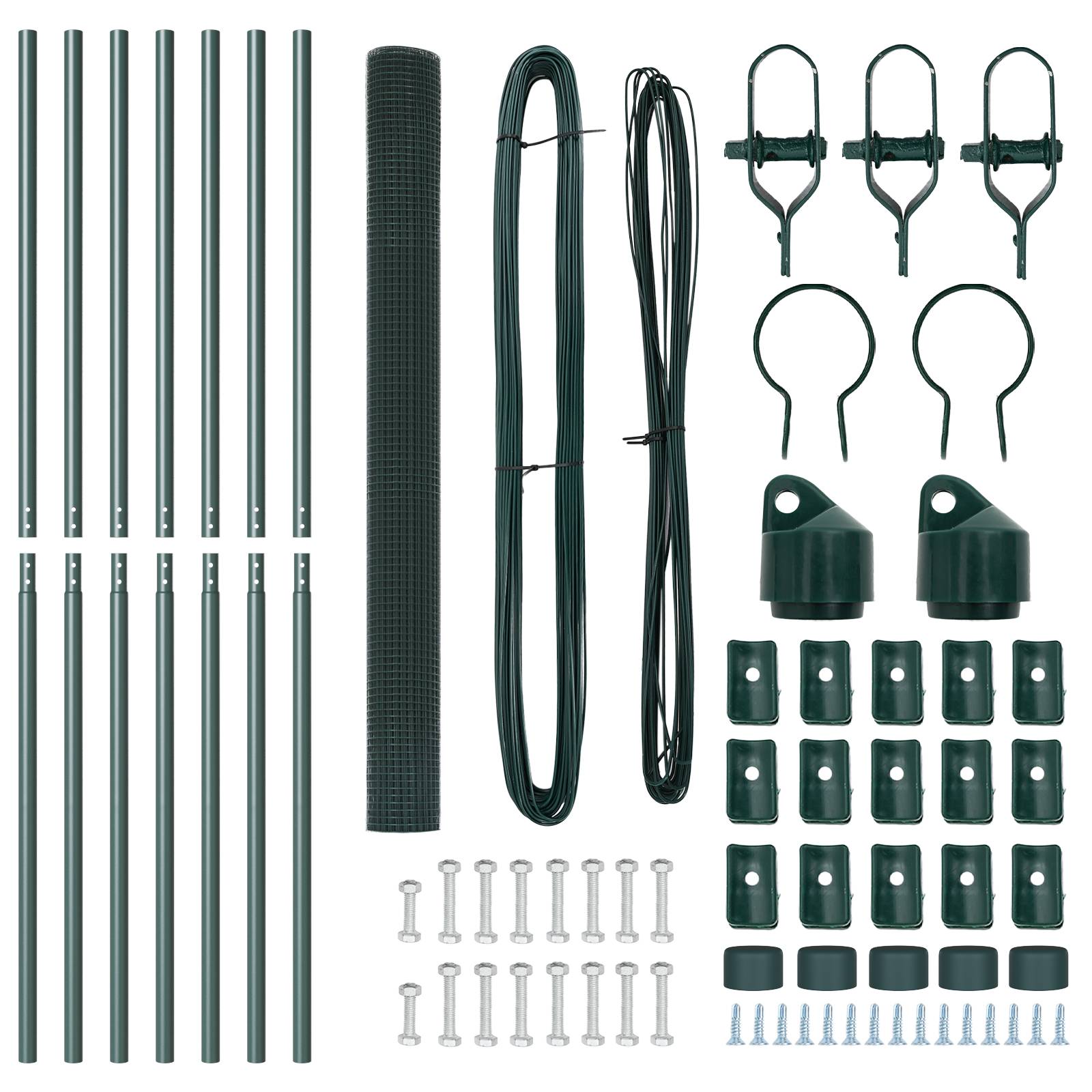 vidaXL Schweißgitterzaun mit 7 Pfosten Grün 1,6x10 m Stahl