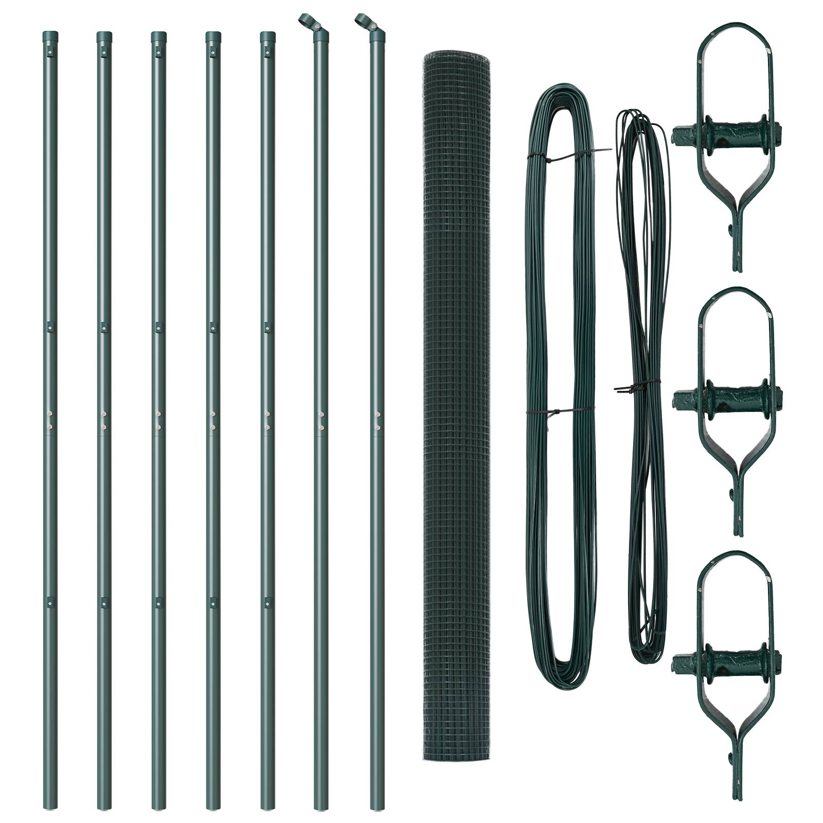vidaXL Geschweißter Drahtzaun mit 7 Pfosten Grün 1.5x10 m Stahl