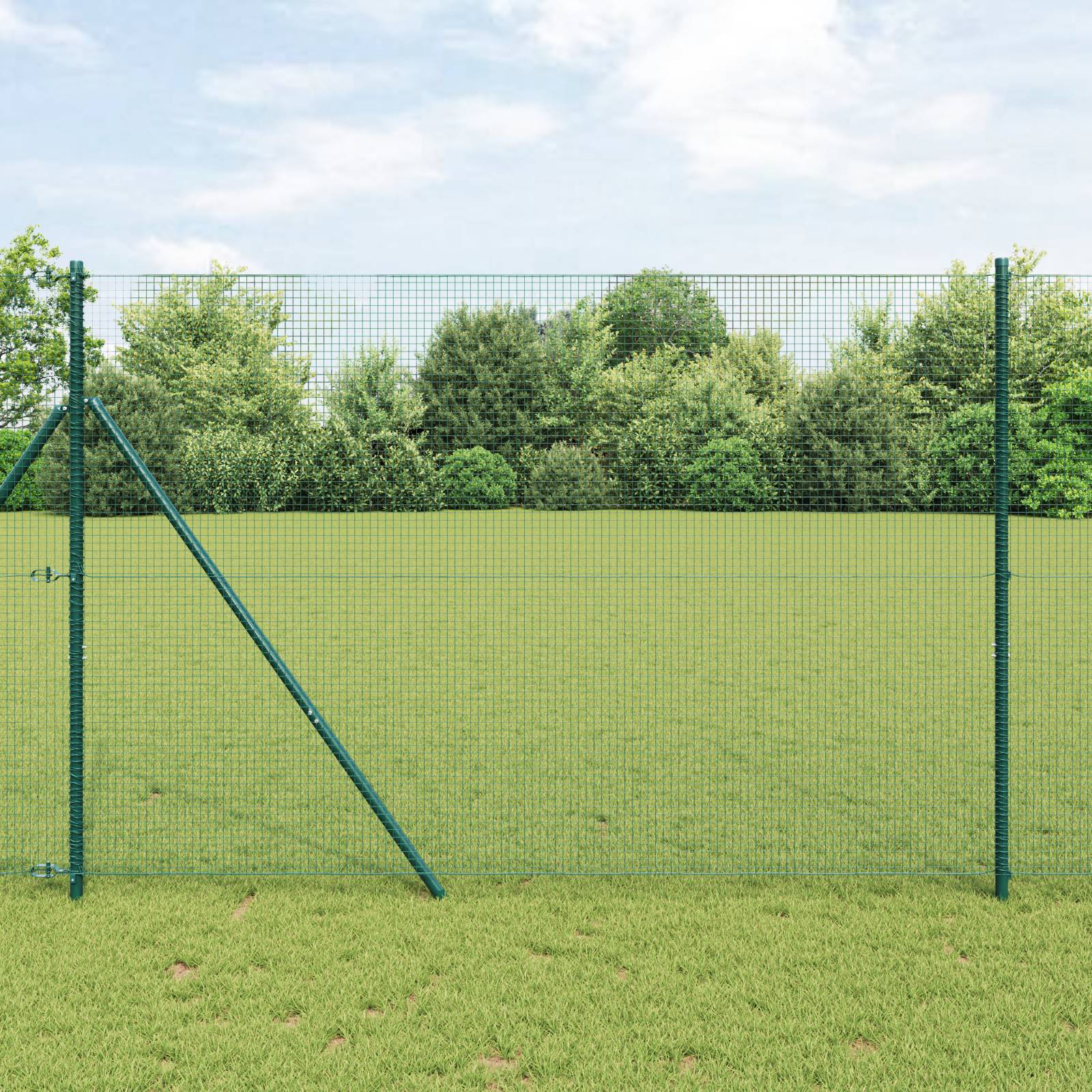 vidaXL Schweißdrahtzaun mit 13 Pfosten Grün 1,5x25 m Stahl