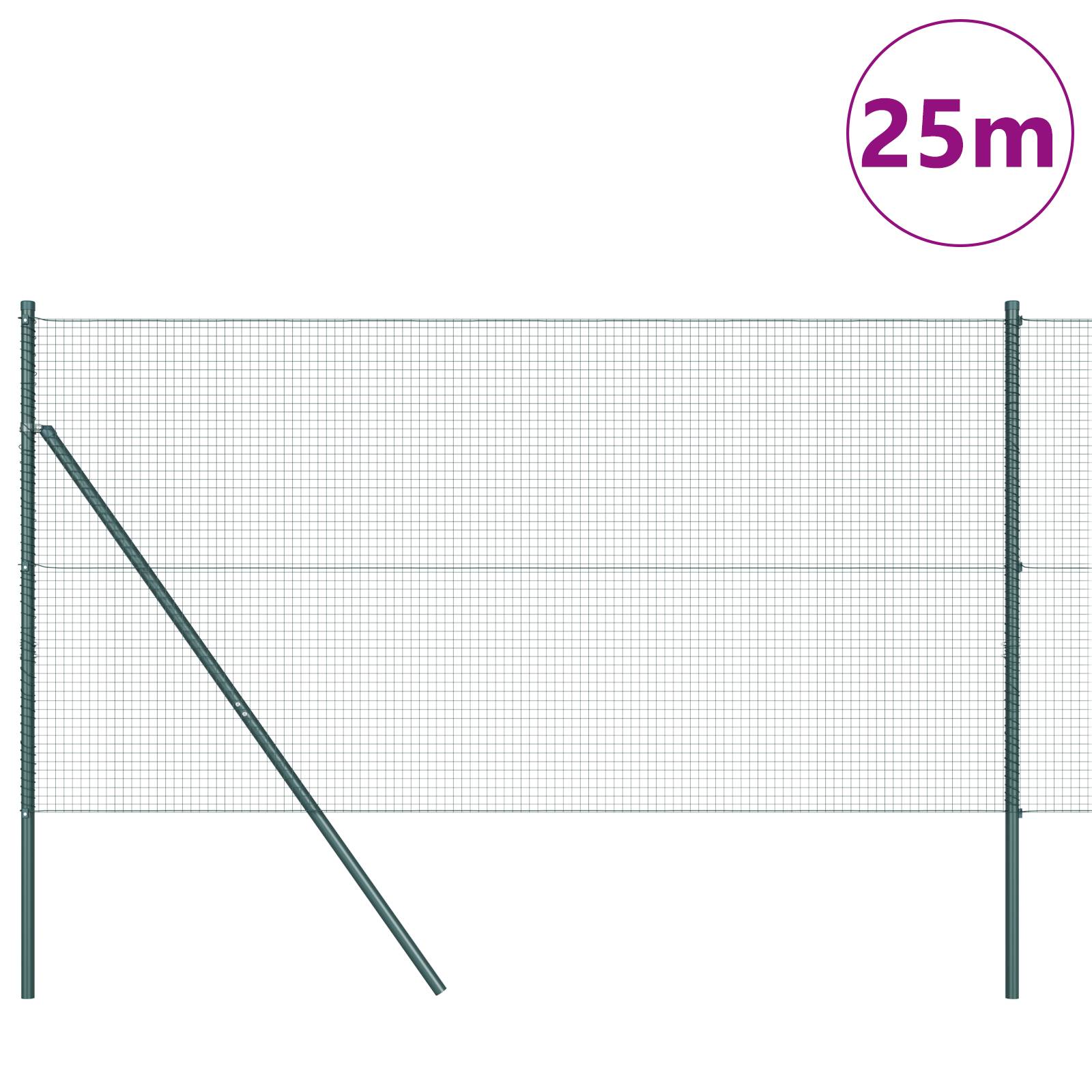 vidaXL Zaunpfosten-Set Set mit 2 Grün Pulverbeschichteter Stahl 25 x 1 m