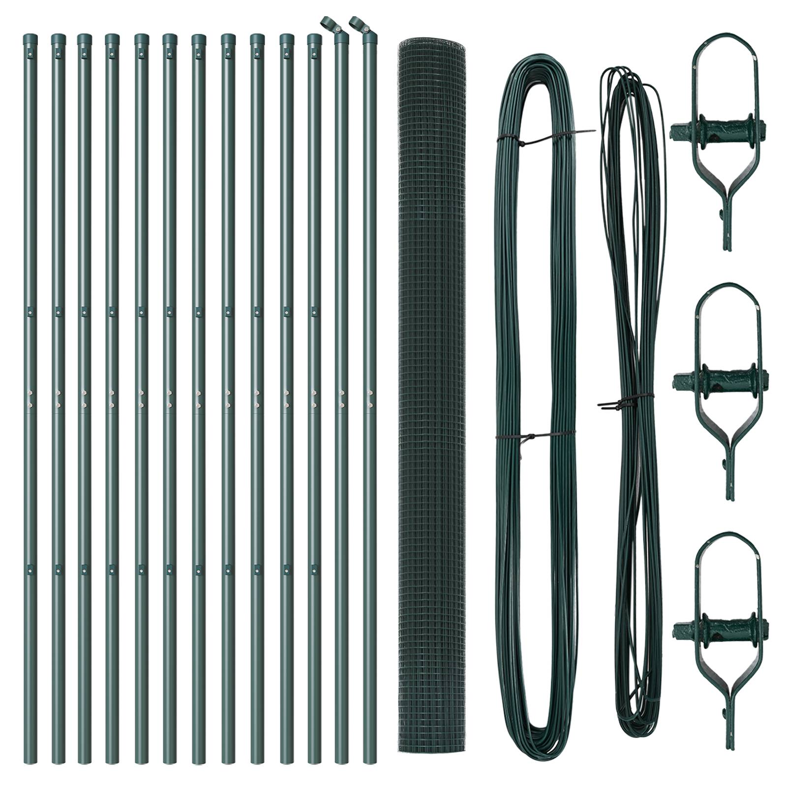 vidaXL Geschweißter Drahtzaun mit 13 Pfosten Grün 1.6x25 m Stahl