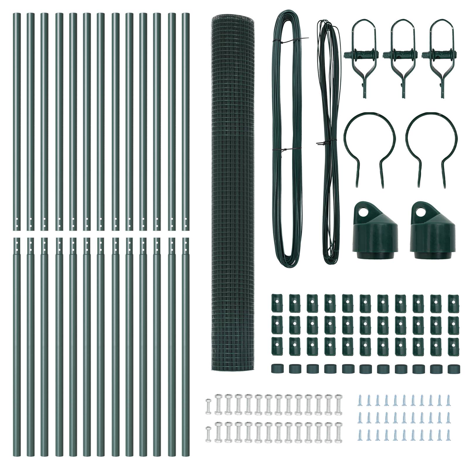 vidaXL Geschweißter Drahtzaun mit 13 Pfosten Grün 1.6x25 m Stahl
