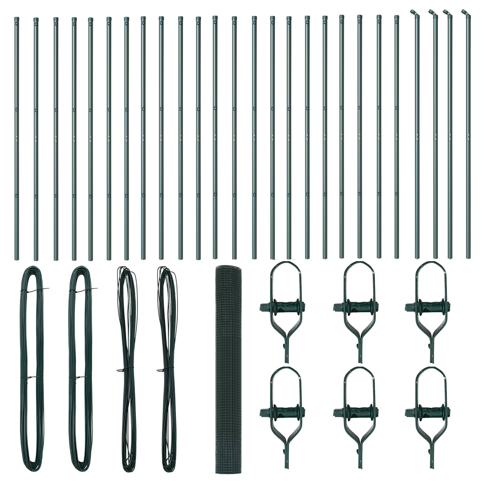 vidaXL Geschweißter Drahtzaun mit 13 Pfosten Grün 1x50 m Stahl