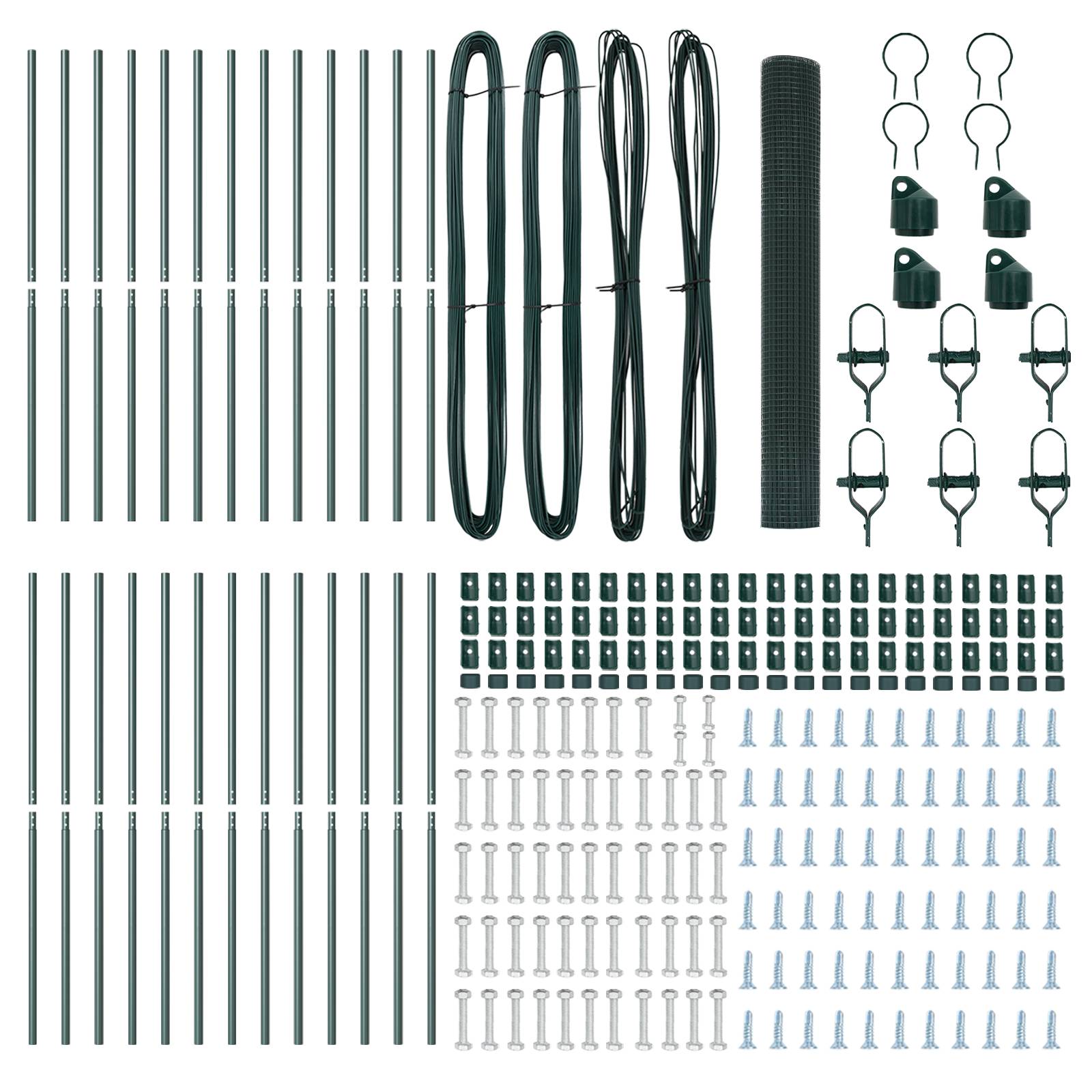 vidaXL geschweißter Drahtzaun mit 13 Pfosten Grün 1x50 m Stahl