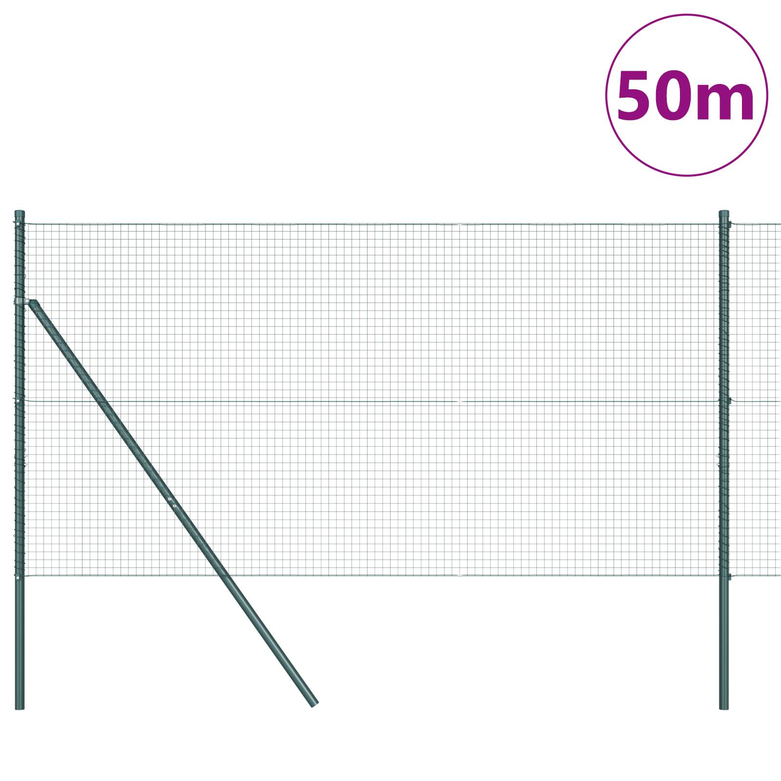 vidaXL Geschweißter Drahtzaun mit 13 Pfosten Grün 1.2x50 m Stahl