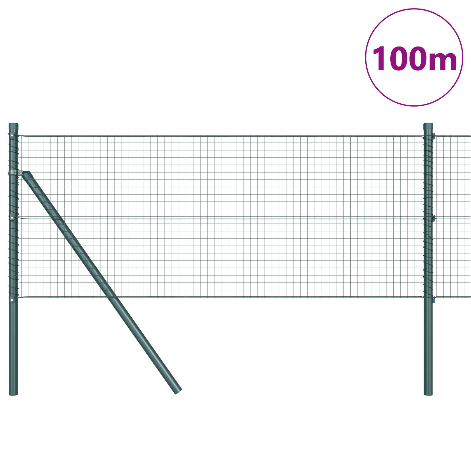 vidaXL Geschweißter Drahtzaun mit 13 Pfosten Grün 0.5x100 m Stahl