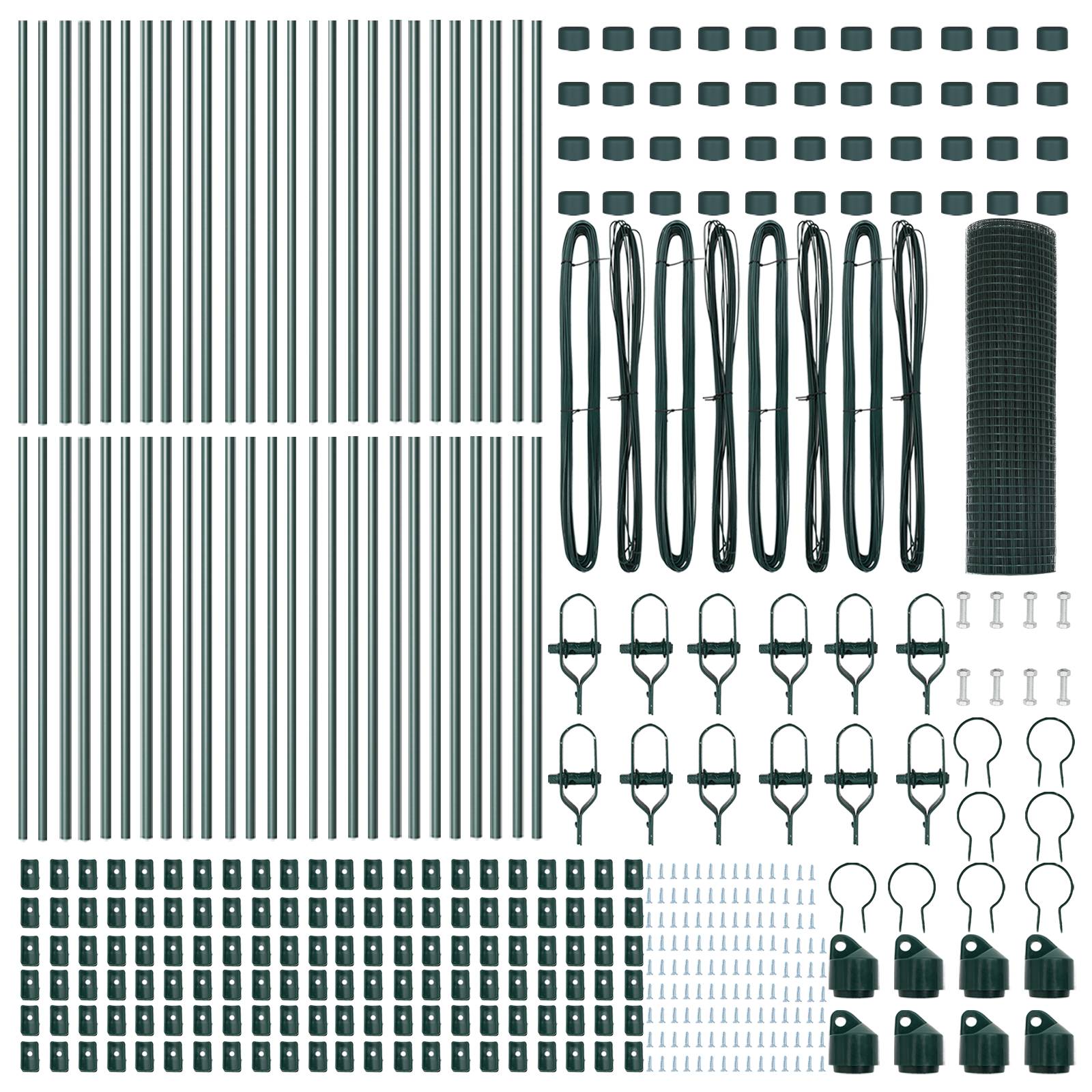 vidaXL Geschweißter Drahtzaun mit 13 Pfosten Grün 0.5x100 m Stahl