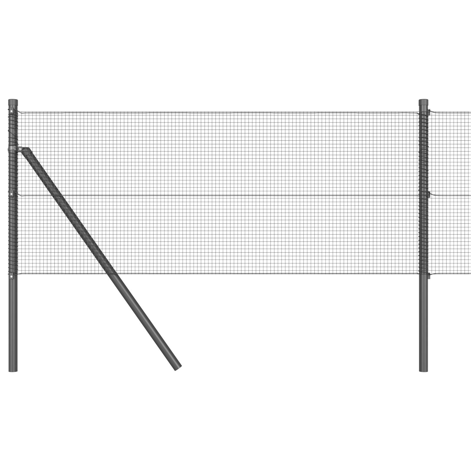vidaXL geschweißter Drahtzaun mit 7 Pfosten Grau 0,8x10 m Stahl