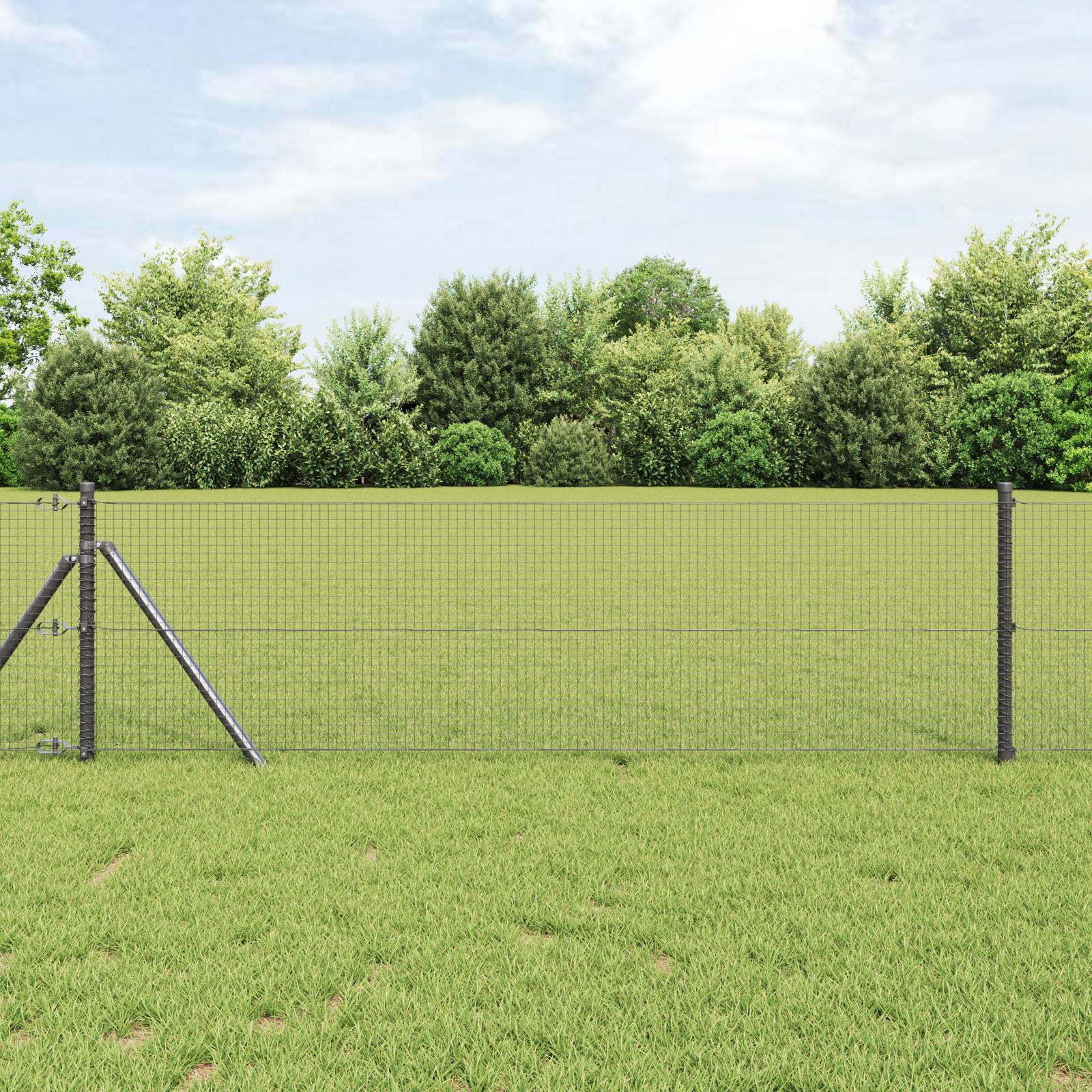vidaXL Schweißdrahtzaun Grau 0.4x50 m Stahl
