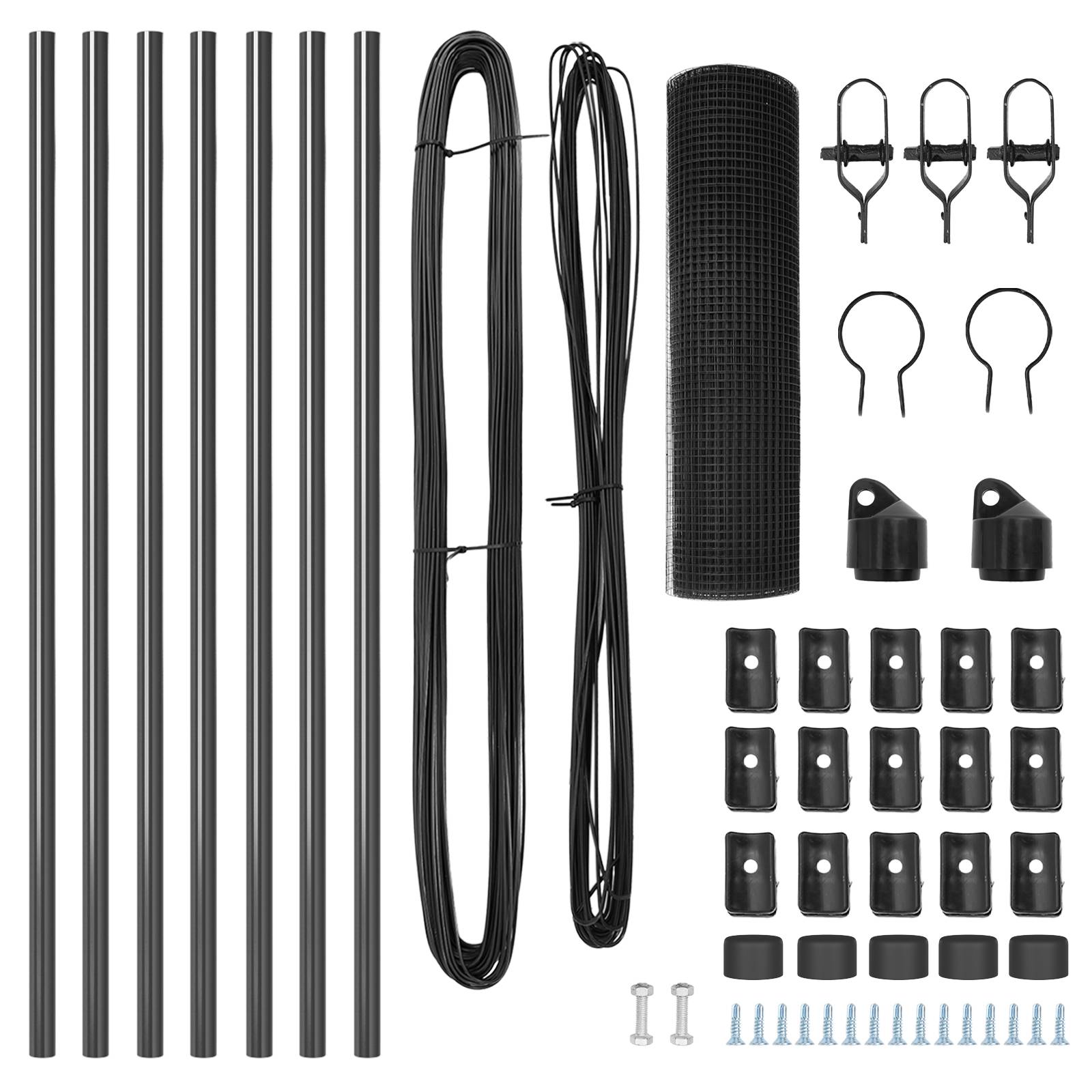 vidaXL Schweißdrahtzaun mit 7 Pfosten Grau 0.6x10 m Stahl