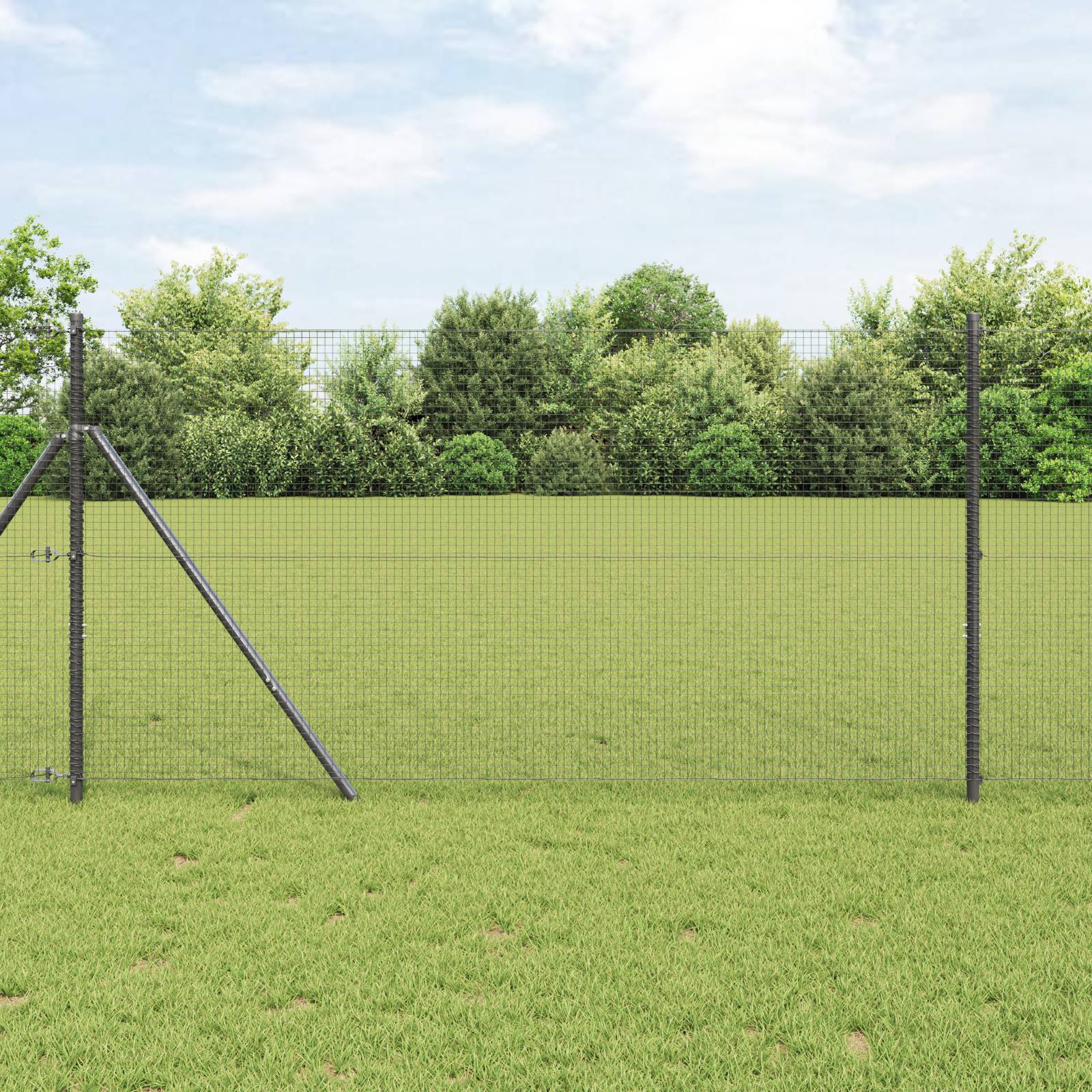 vidaXL Schweißdrahtzaun mit 7 Pfosten Grau 1.2x10 m Stahl