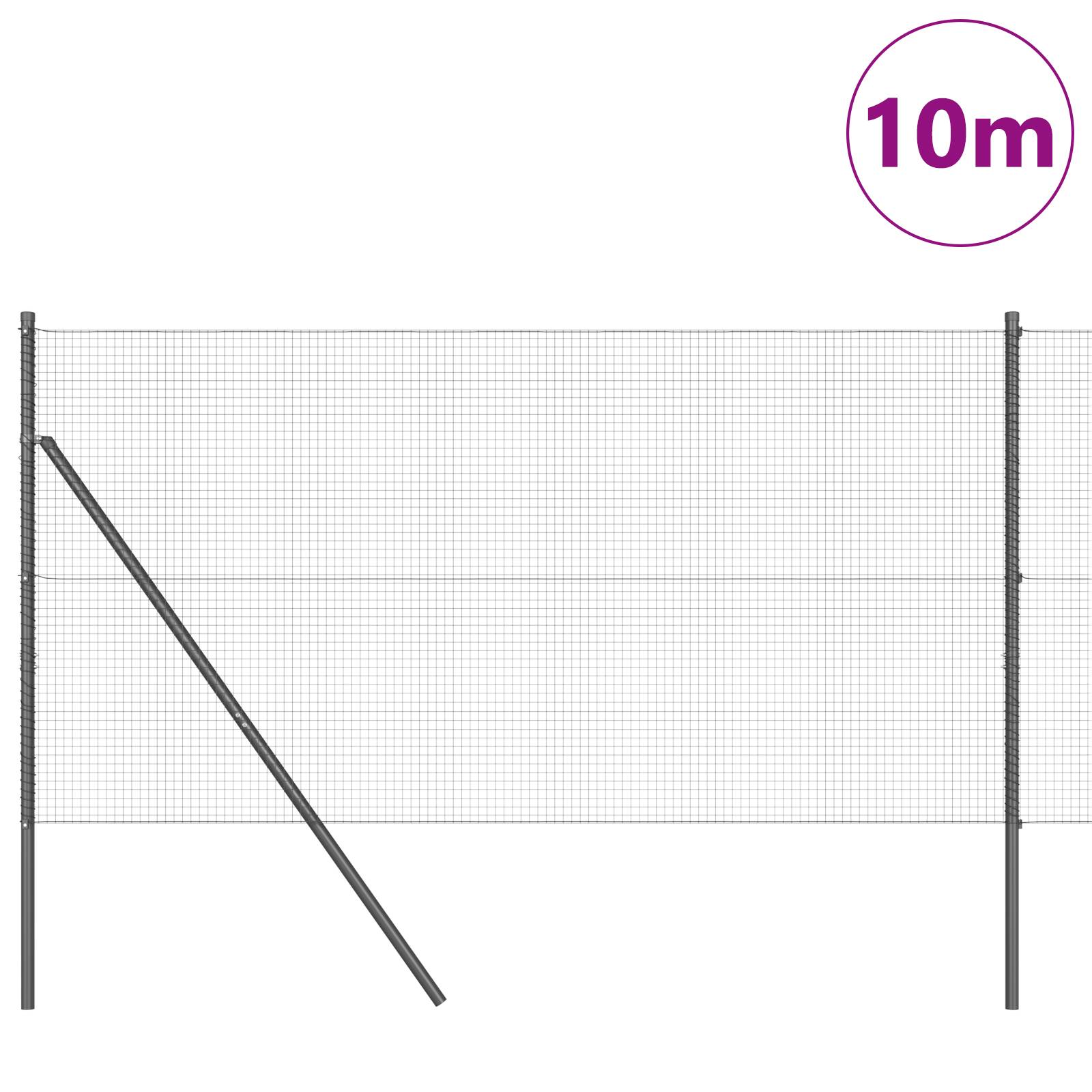 vidaXL Geschweißter Drahtzaun mit 7 Pfosten Grau 1,4x10 m