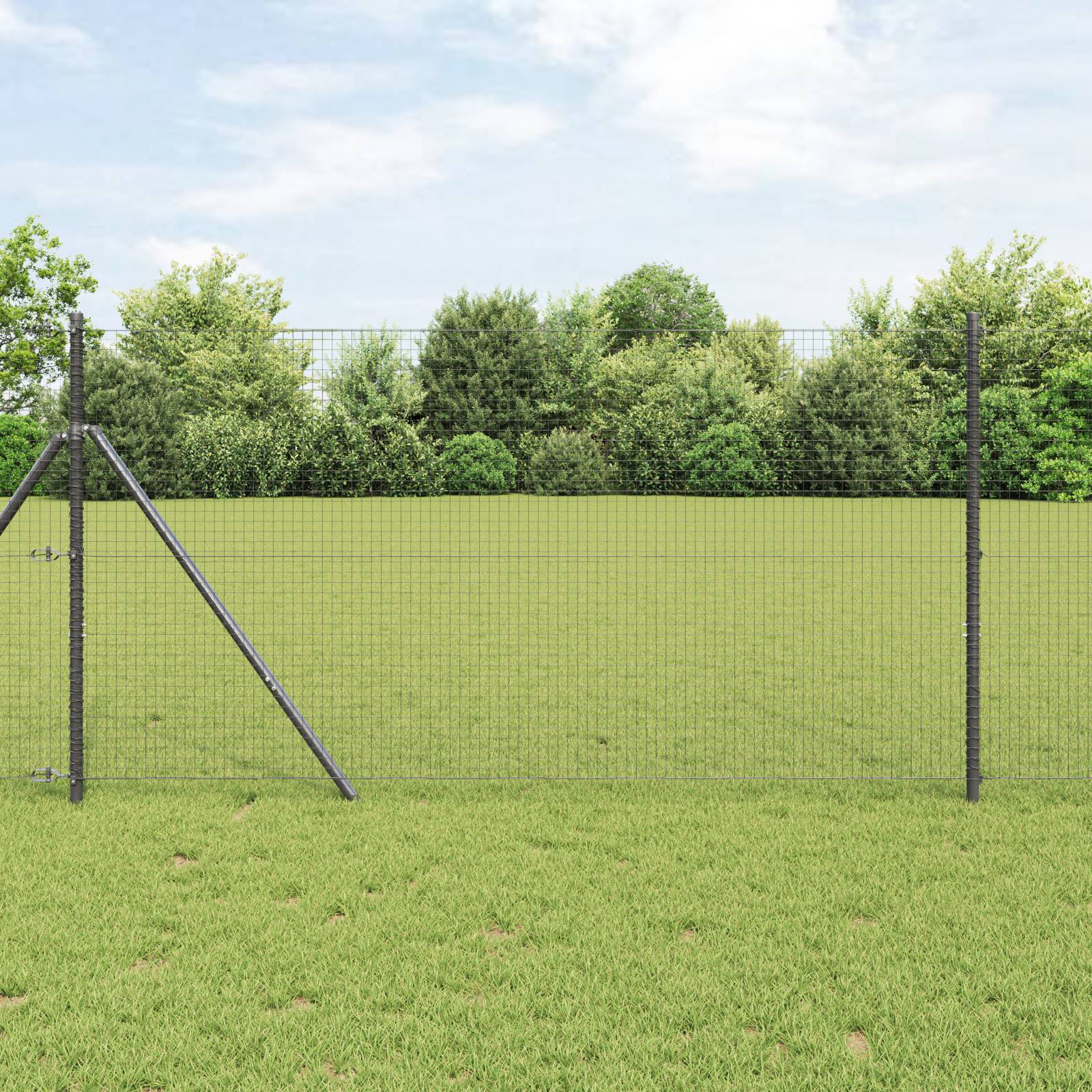 vidaXL Geschweißter Drahtzaun Grau 1.2x25 m Stahl