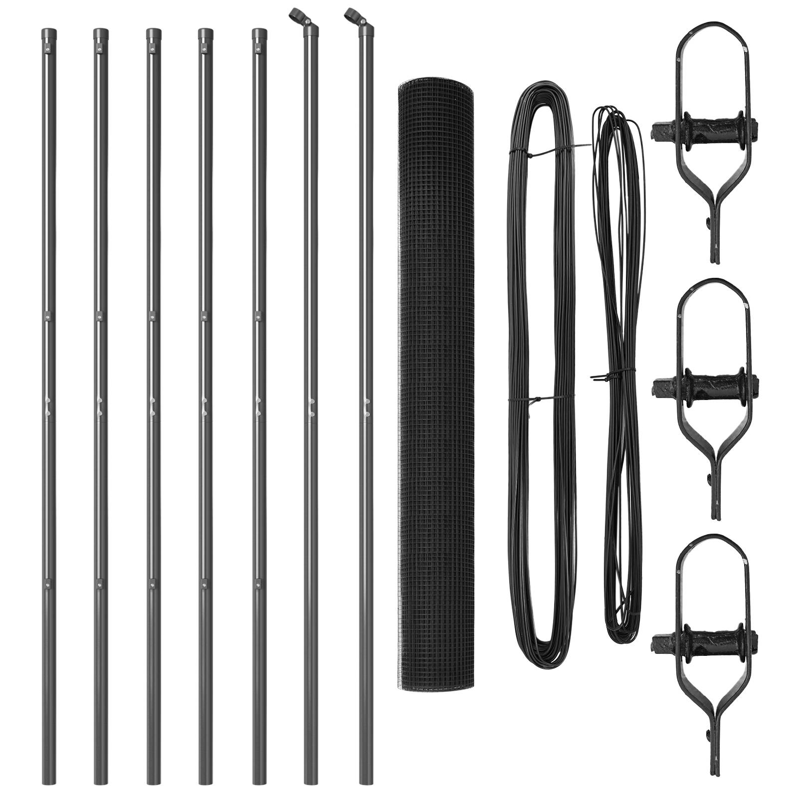 vidaXL Geschweißter Drahtzaun mit 7 Pfosten Grau 1.4x10 m Stahl